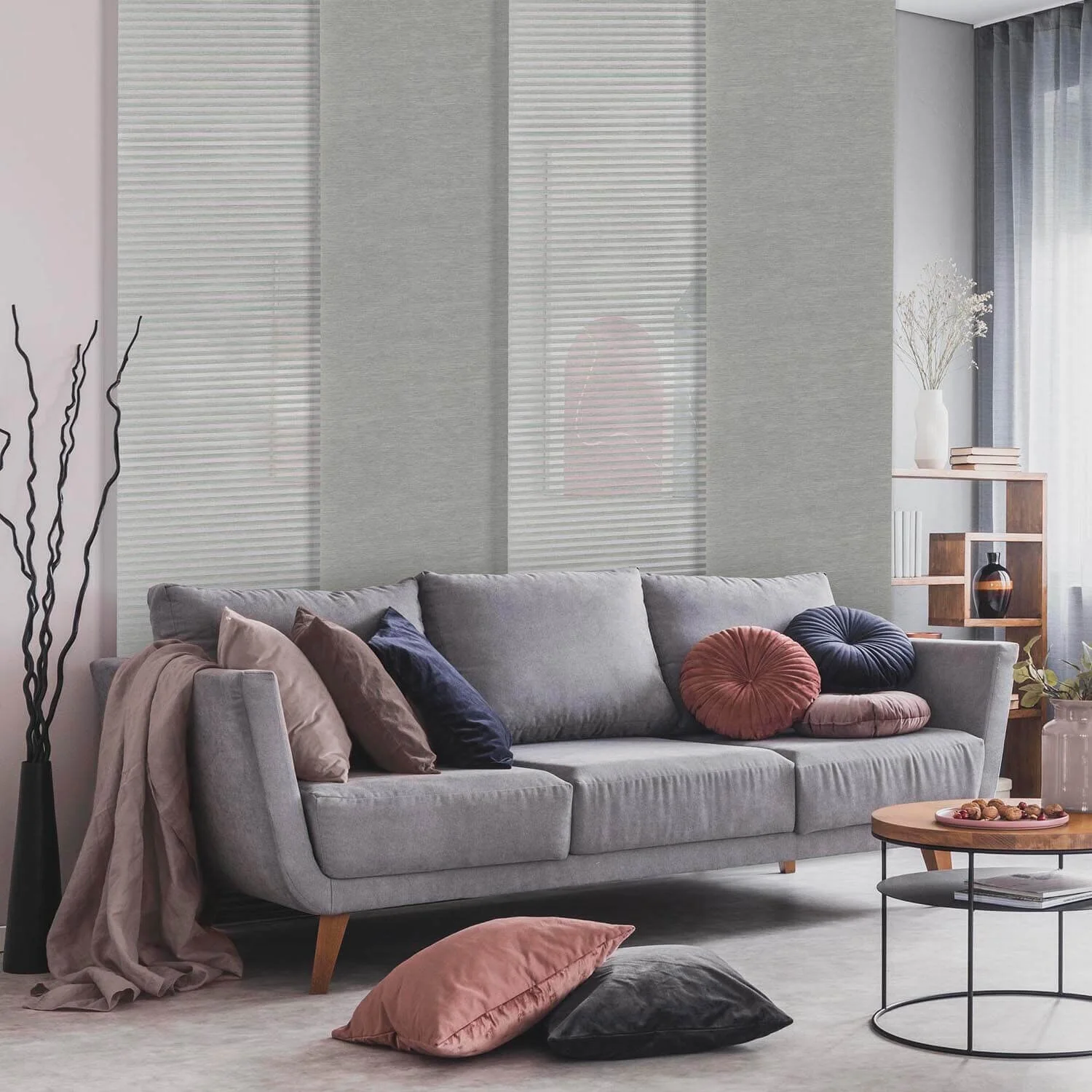 GoDear Design Natural Woven Adjustable Sliding Panel Track Blinds, Vertical Blinds, Cosmos Series, 45.8
