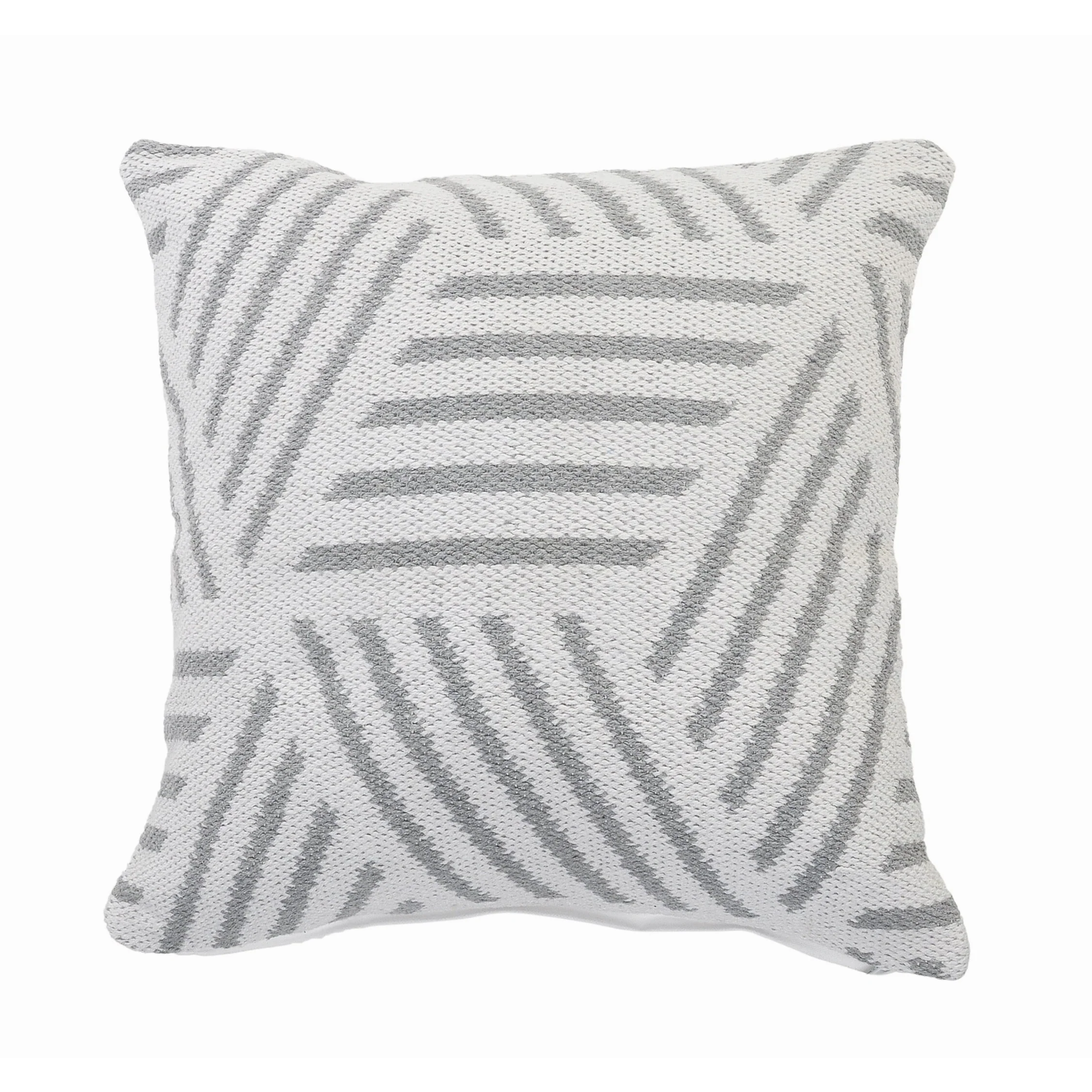 Sevita Gray and White Geometric Striped Throw Pillow