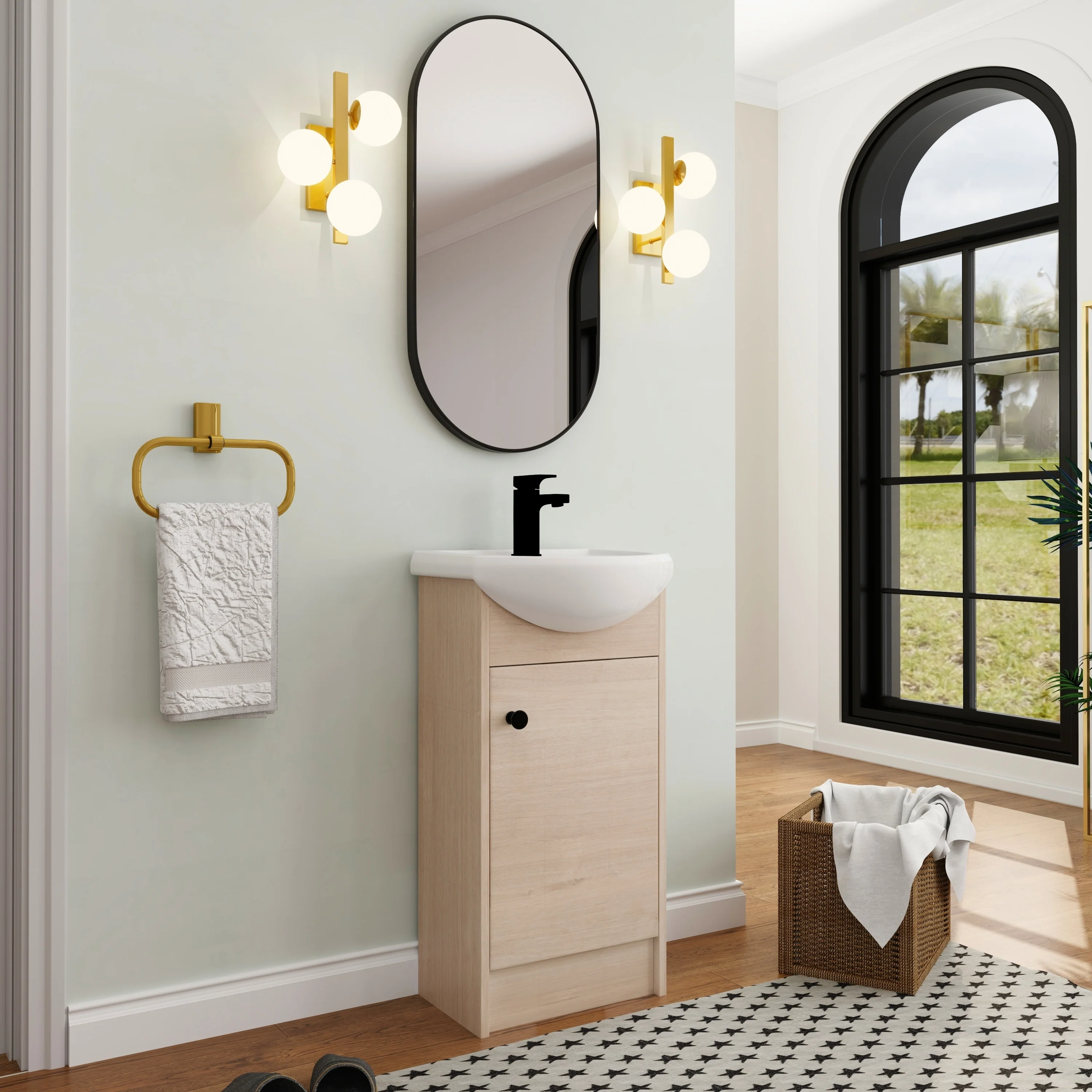 BNK 16/18/23 inch Freestanding/Floating Bathroom Vanity with Single Sink,Powder Room Vanity with Soft Close Door