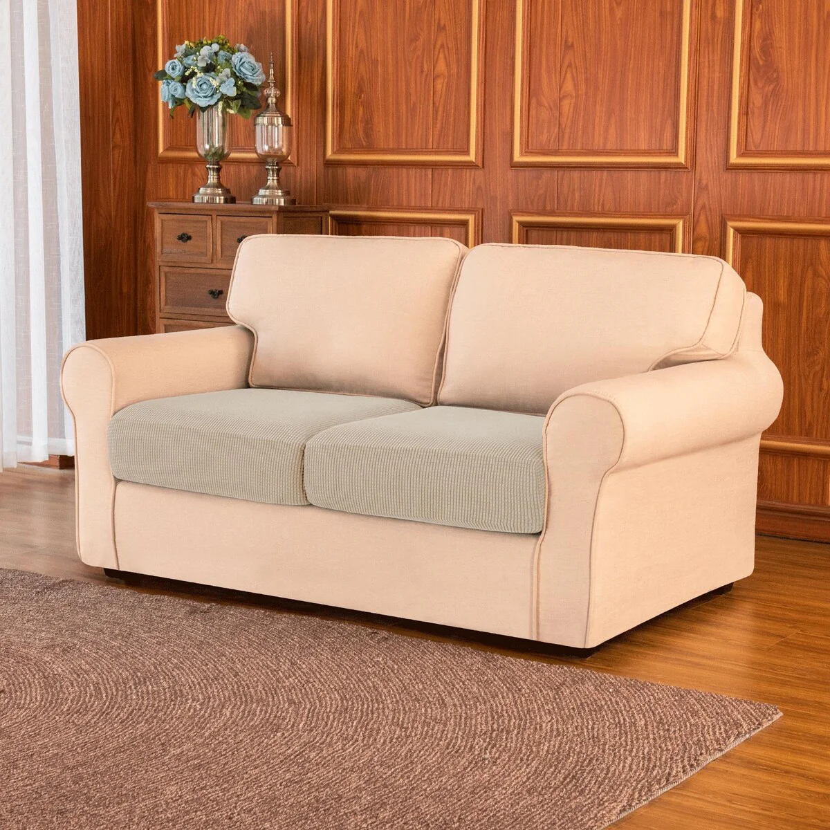 Subrtex 2-Piece Stretch Separate Sofa Cushion Cover Elastic Slipcover