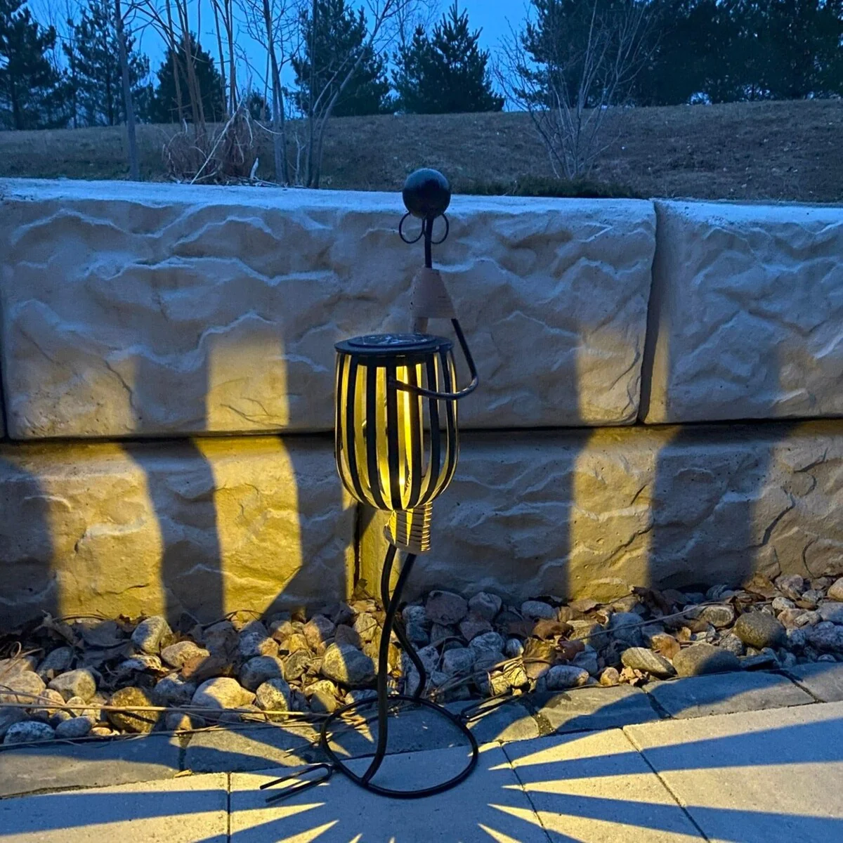 Abstract Tribal Lady Figurine Metal Sculpture holding Solar light