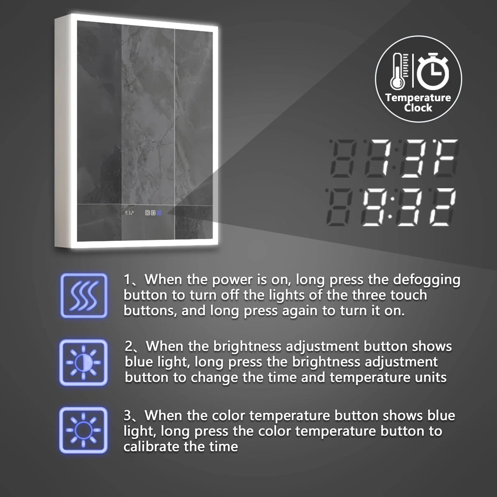 ExBrite Led Lighted Medicine Cabinet Recessed or Surface with Mirrors