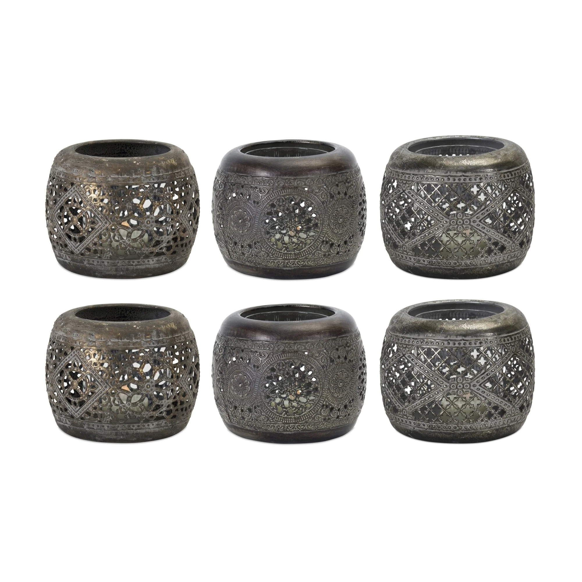 Punched Metal Votive Holder (Set of 6) - 4.5 x 4.5 x 4