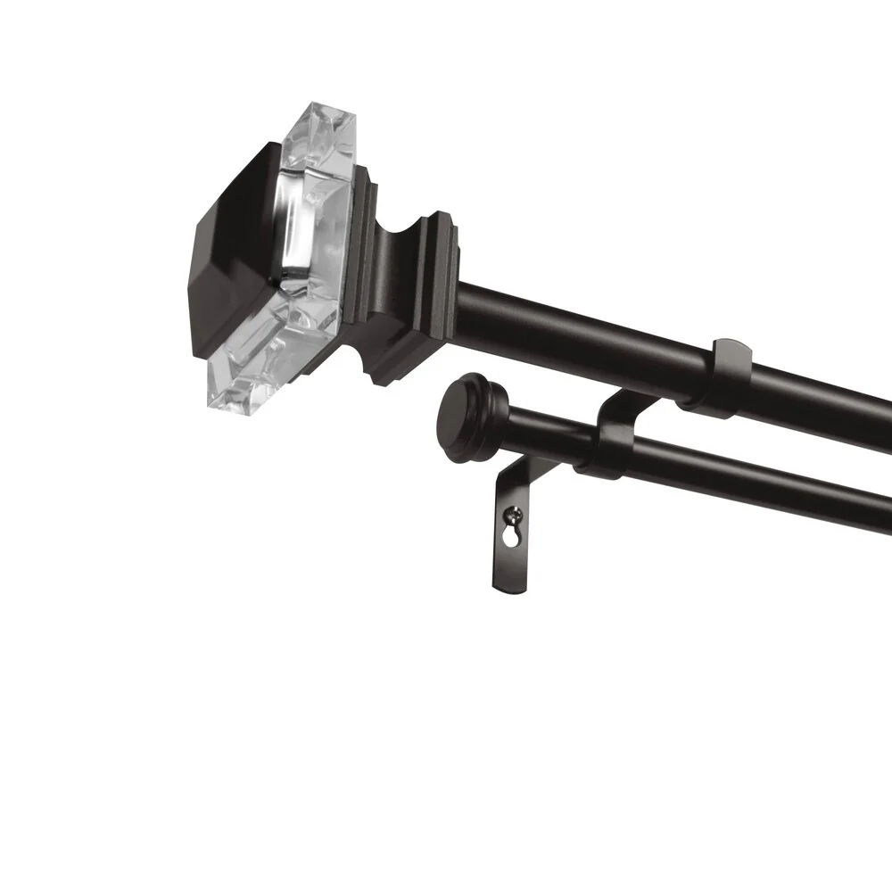 ATI Home Prism Double Curtain Rod and Finial Set
