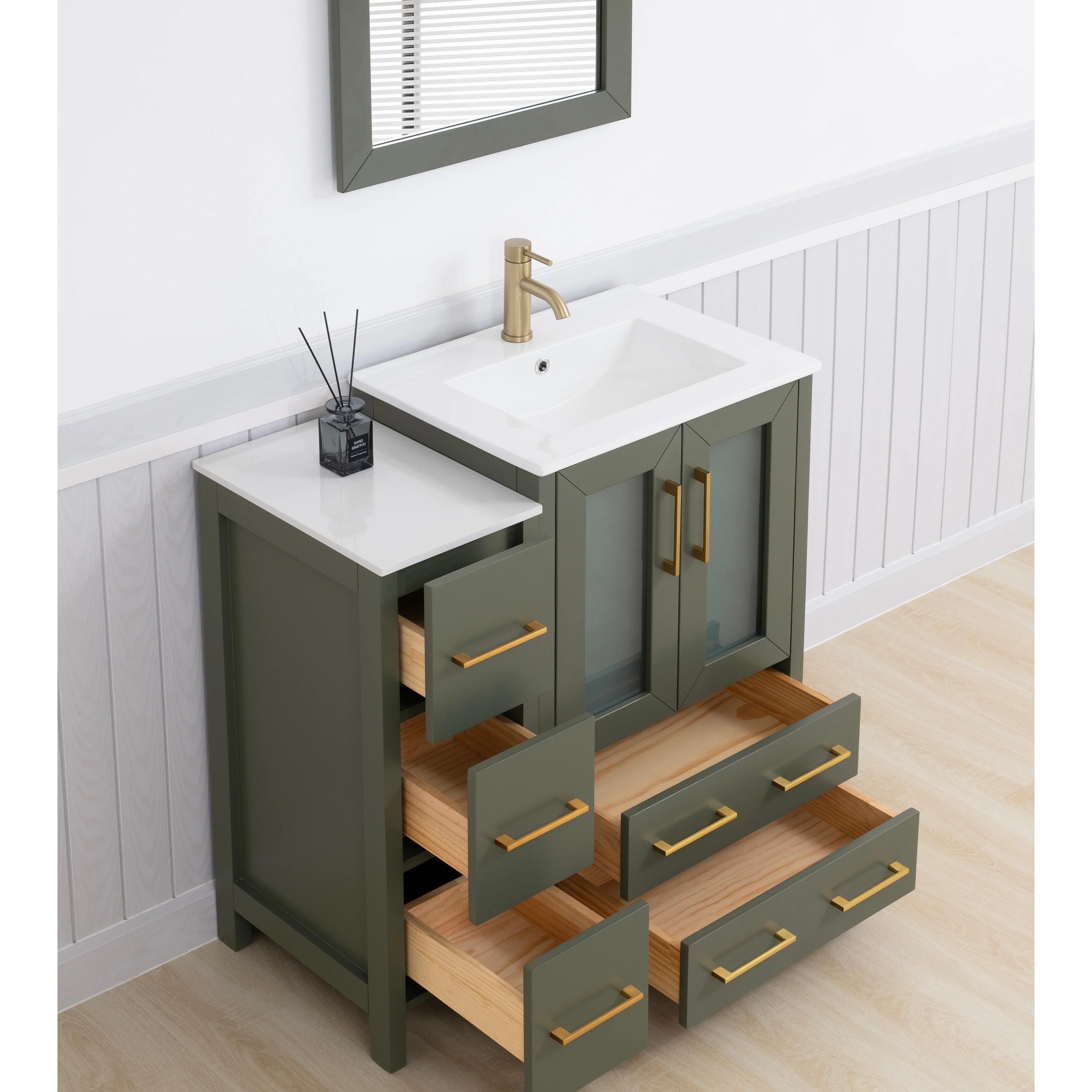 Vanity Art 36-Inch Single Sink Bathroom Vanity with Top & Free Mirror - 36 X 18.1 X 35.8