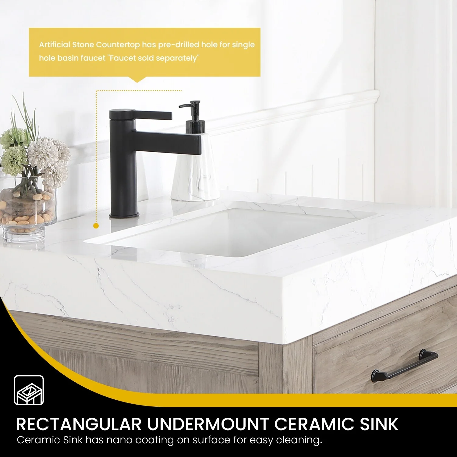 Leon 24 in. Single Bathroom Vanity with Composite Stone Top