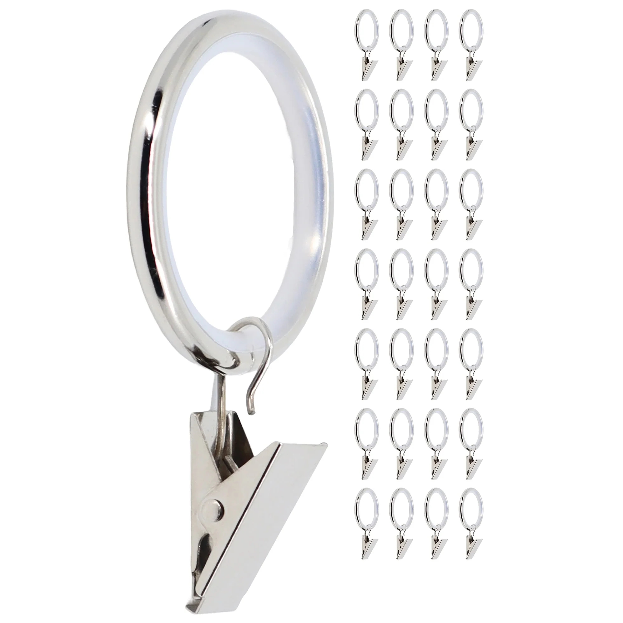 Meriville Drapery Curtain Rings with Clip - 1.5-Inch Inner Diameter with insert