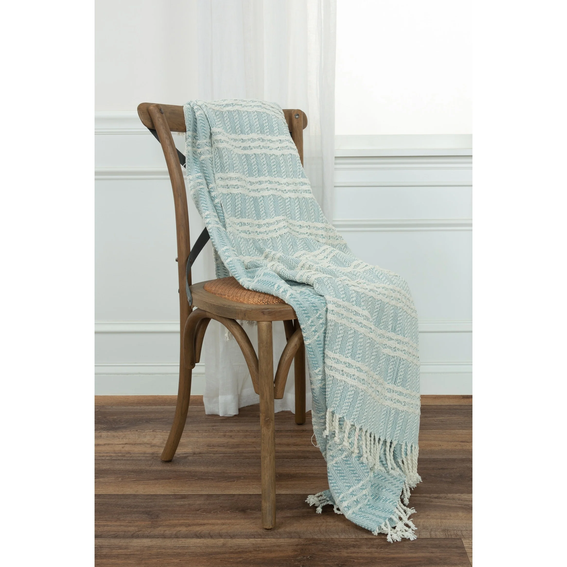 Rizzy Home Hand-made Modern Striped Throw Blanket