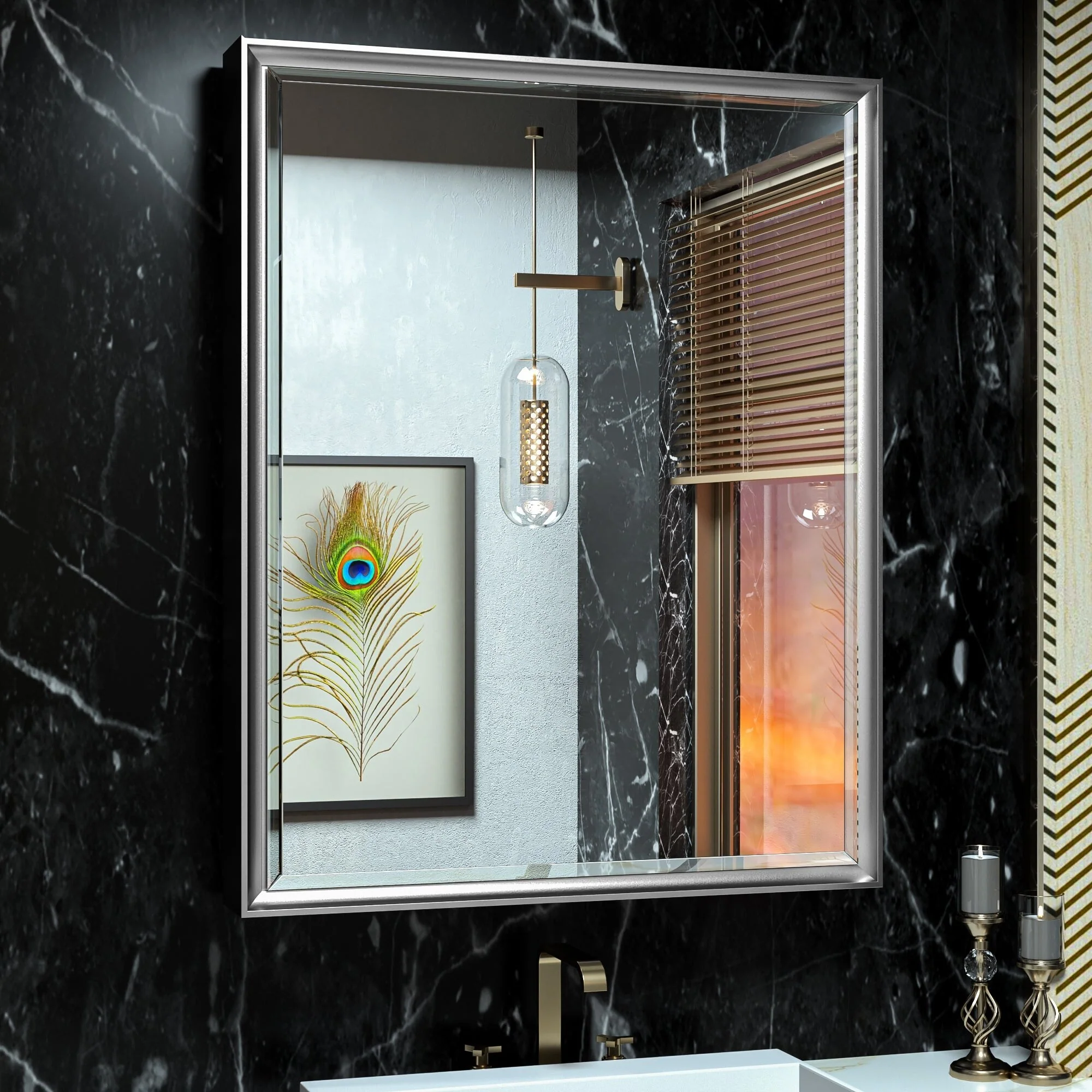 TokeShimi Medicine Cabinets for Bathroom with Mirror, Beveled Framed