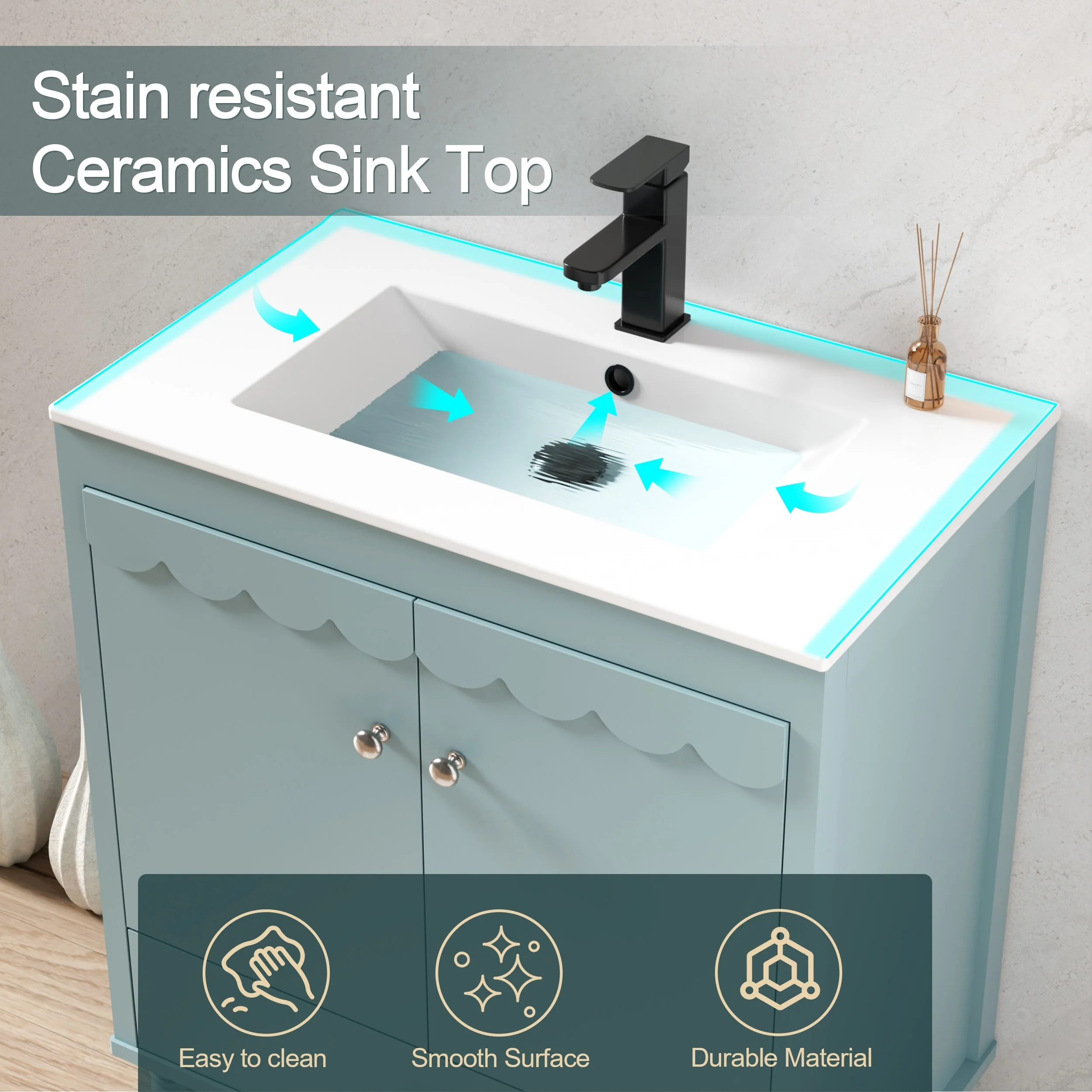Lace Trim Freestanding Bathroom Vanity Set - Perfect for Bathrooms