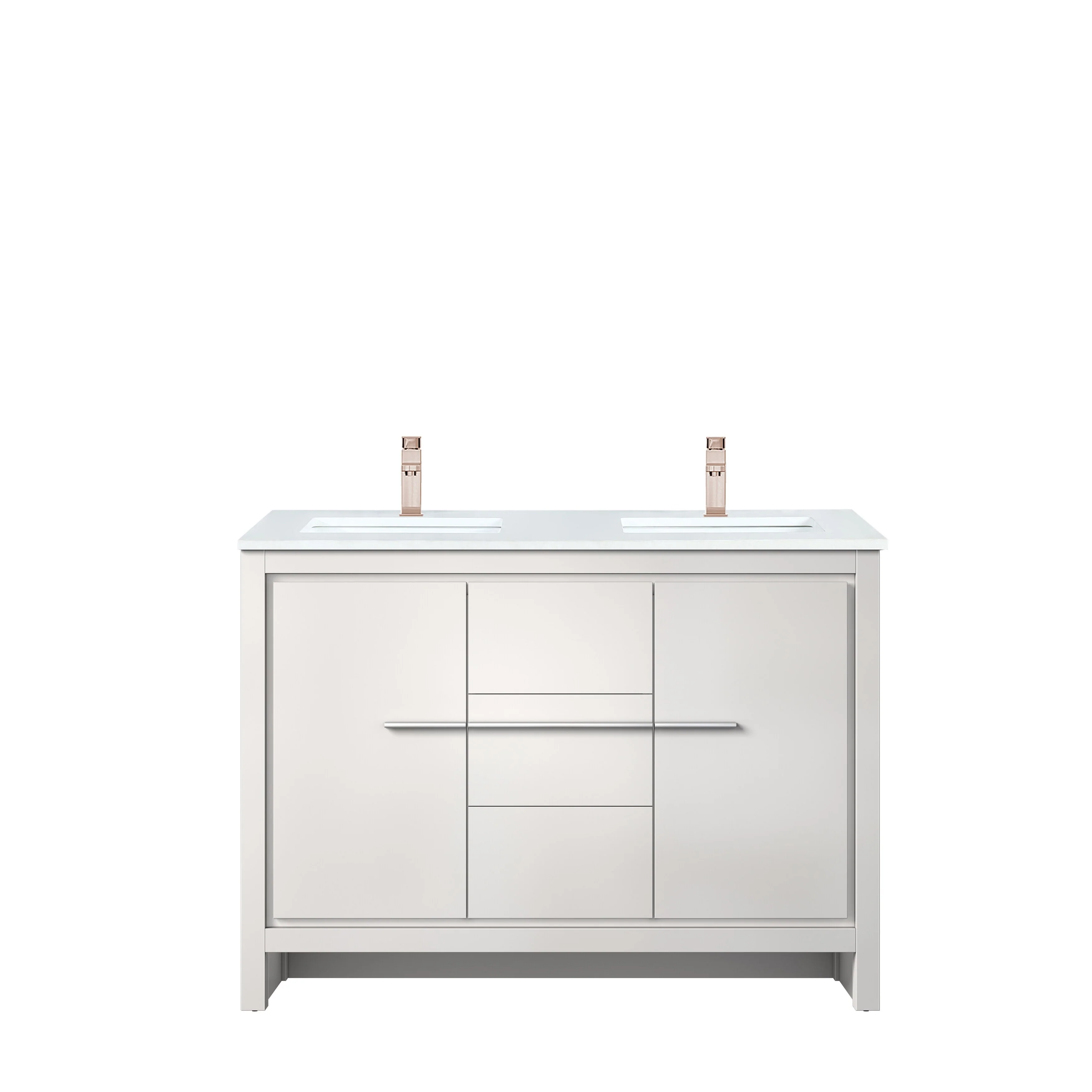 Lafarre Bath Vanity Cultured Marble Top, Sink and Rose Gold Faucet