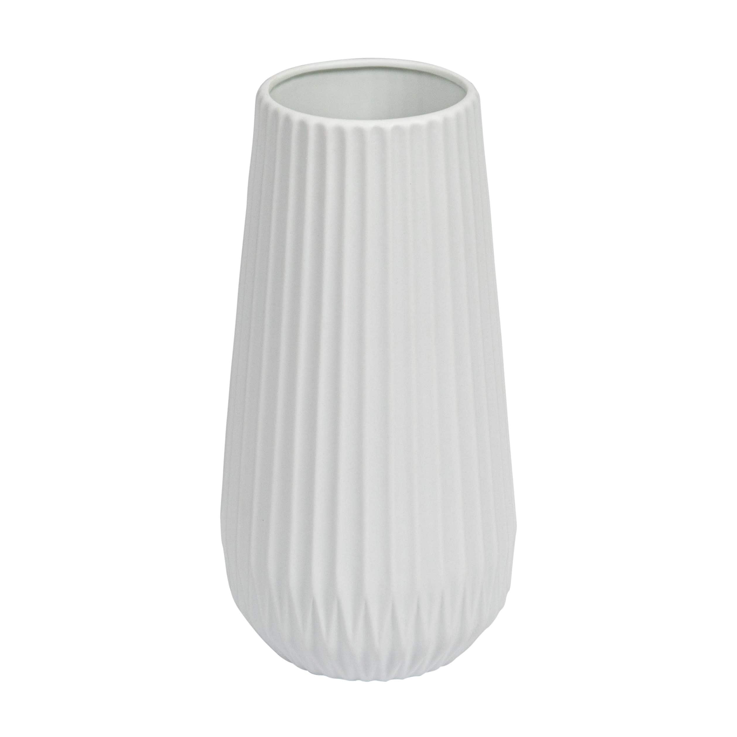 Stoneware Fluted Vase with Embossed Lines - 5.5