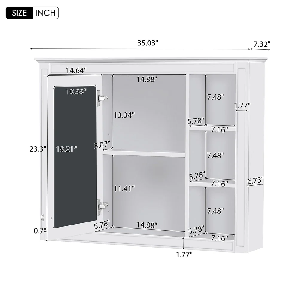 35'' x 27.5'' Medicine Cabinet,Wall Mounted Bathroom Storage Cabinet
