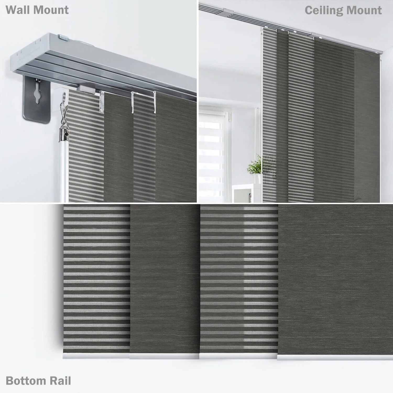 GoDear Design Natural Woven Adjustable Sliding Panel Track Blinds, Vertical Blinds, Cosmos Series, 45.8