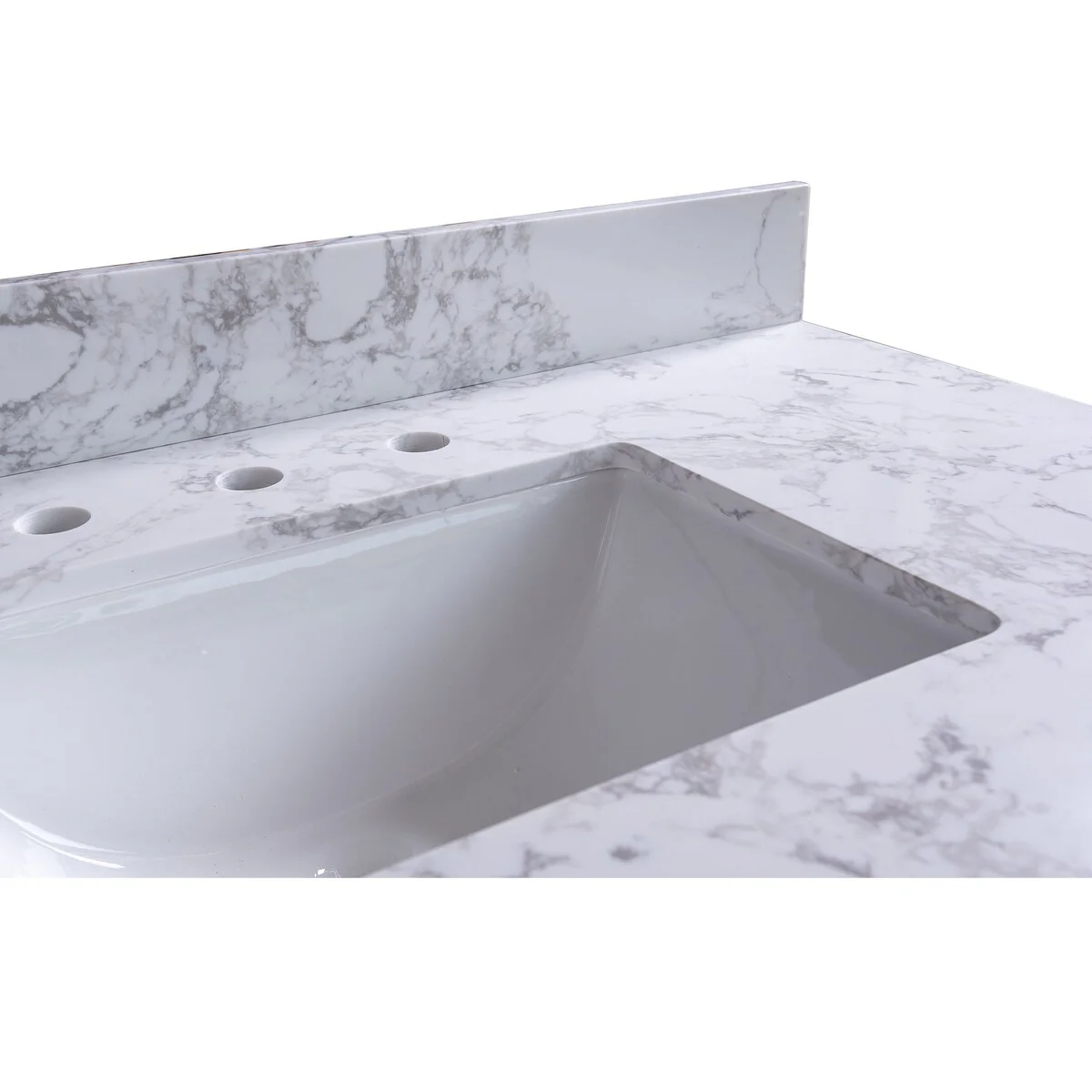 31 in./ 37 in./ 43 in./ 49 in. Carrara White Engineered Stone Bathroom Vanity Top with Ceramic Sink