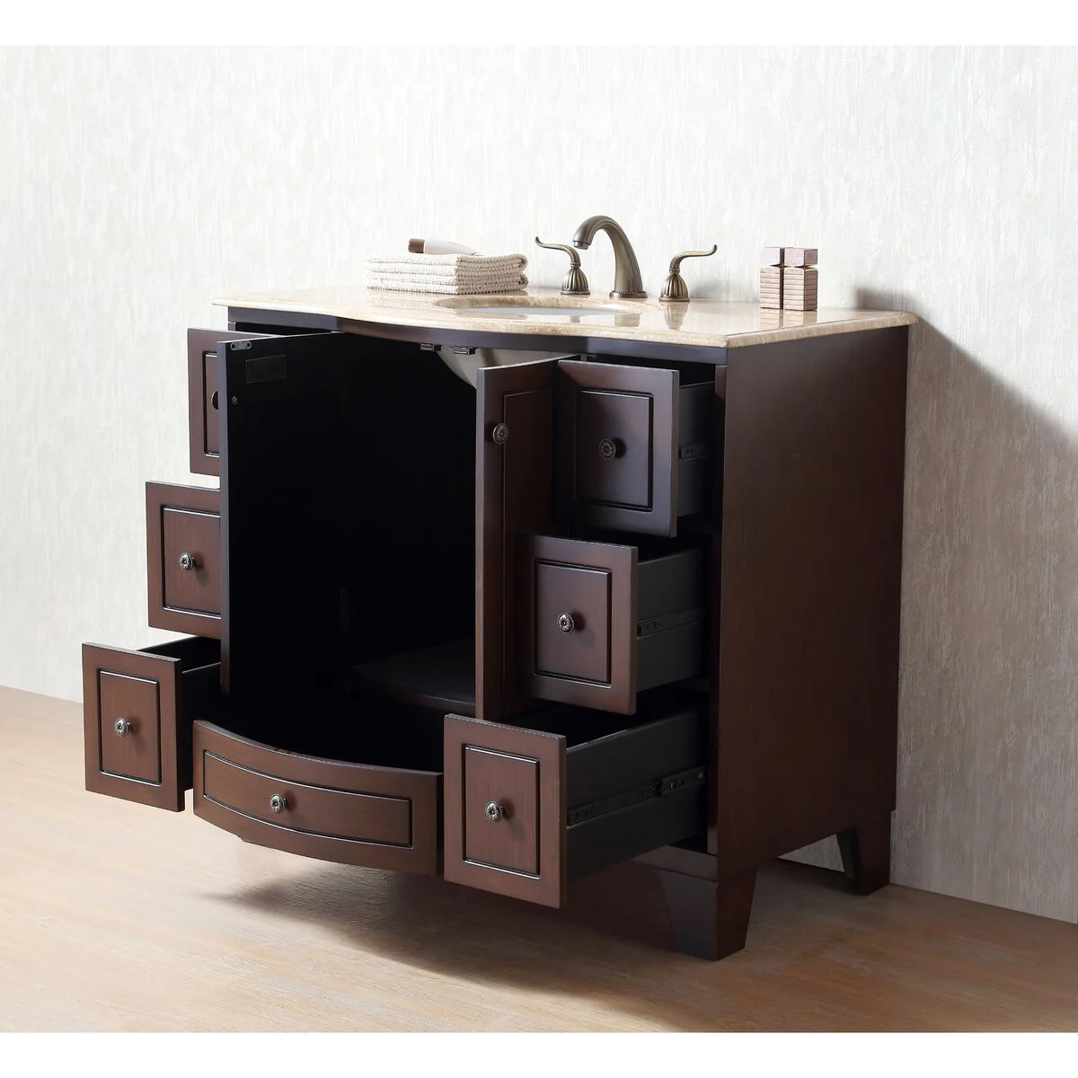 Stufurhome Alandra 40 Inches Dark Cherry Single Sink Bathroom Vanity - 40