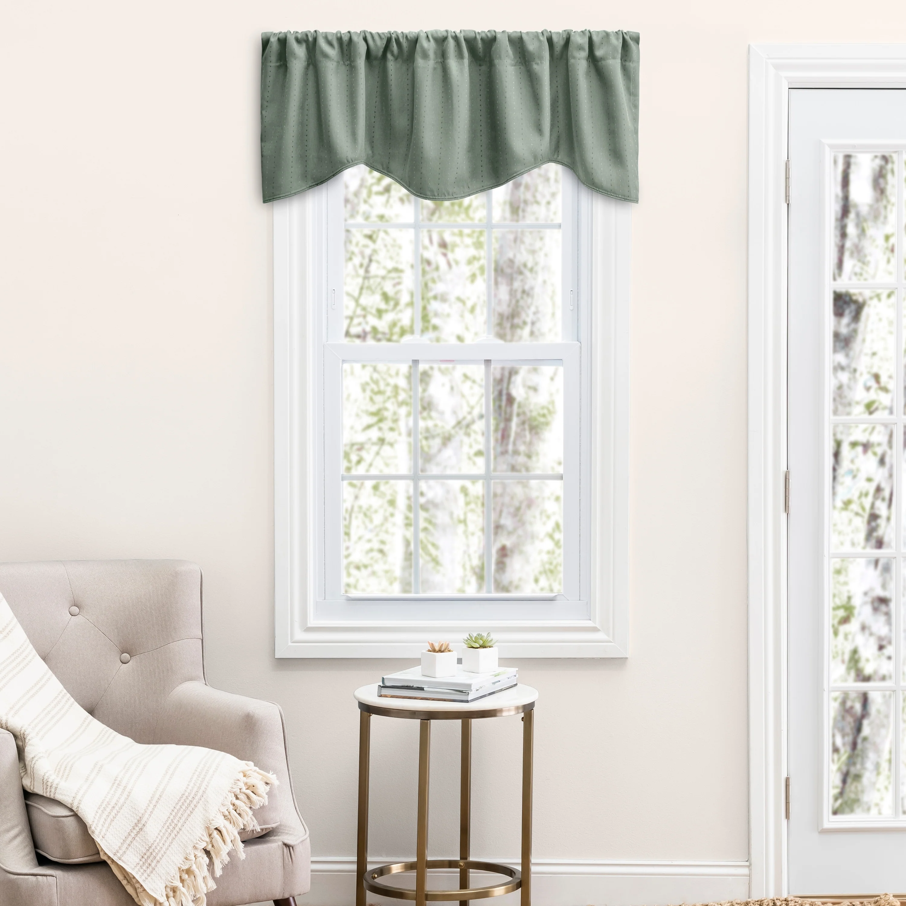 Grand Pointe Elegant Dotted Rod Pocket M-Shaped Curtain Valance