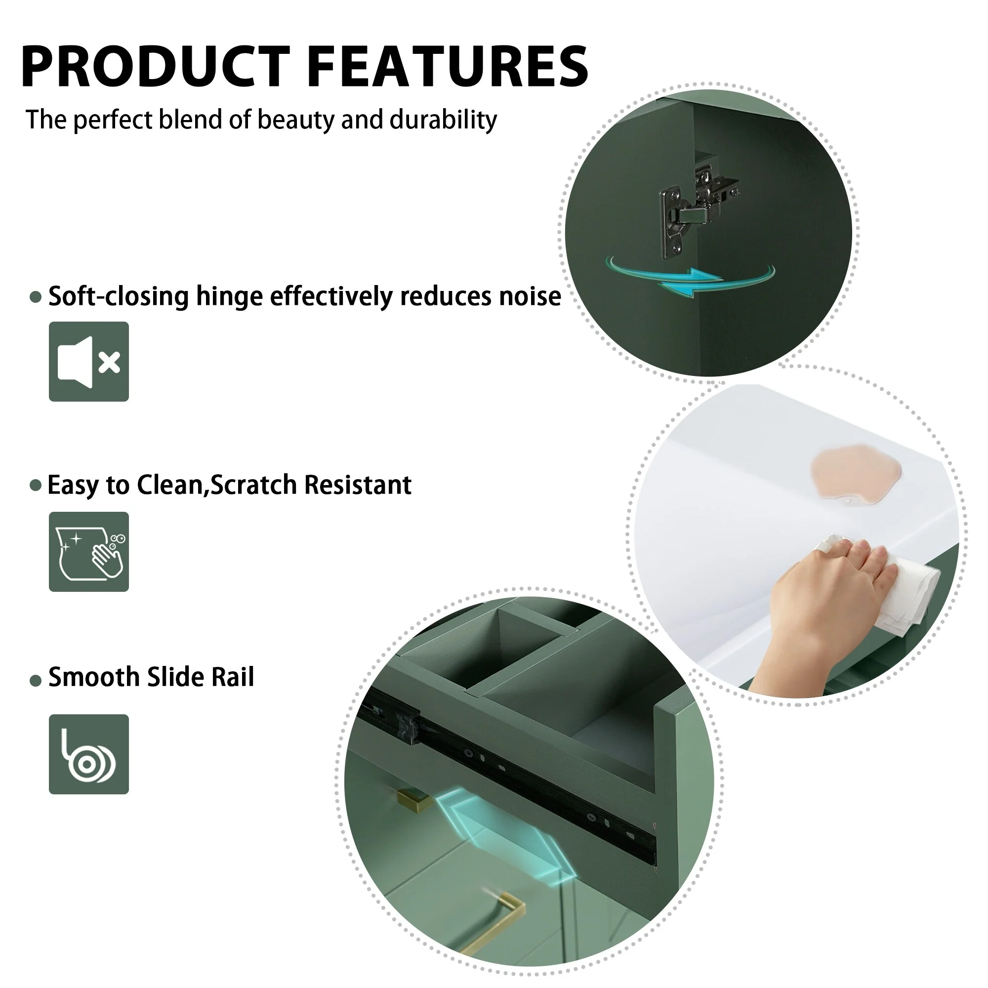 30'' Bathroom Vanity with Ceramic Sink Combo, Bathroom Storage Cabinet Vanity Set with 3 Drawers& Soft Closing Doors