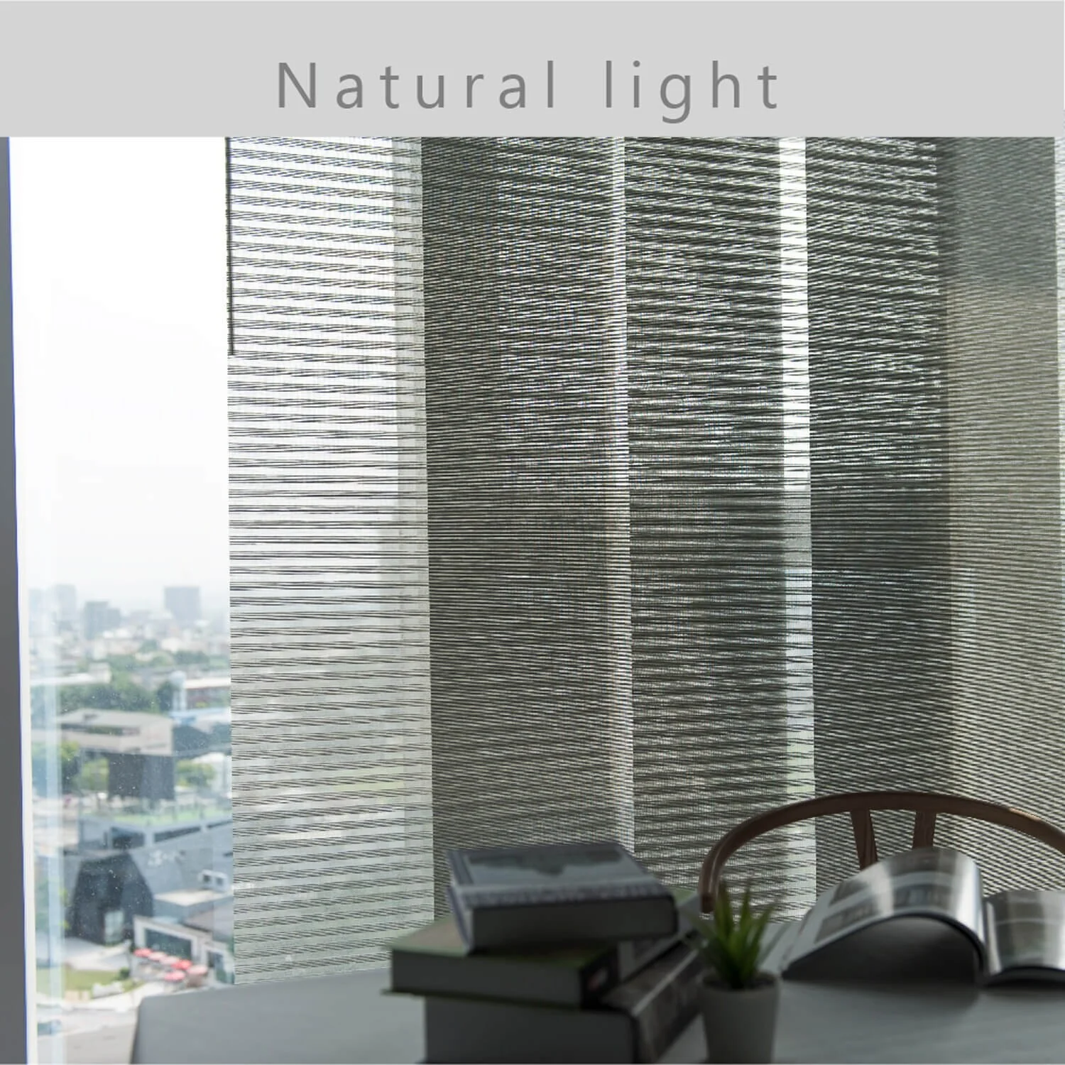 GoDear Design Natural Woven Adjustable Sliding Panel Track Blinds, Vertical Blinds, Cosmos Series, 45.8