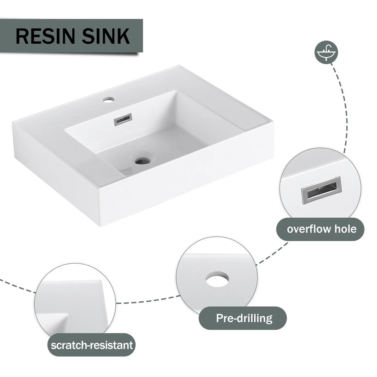 Bathroom Vanity With Sink In 24/30/36 Inch, Floating Bathroom Vanity with Soft Close Door