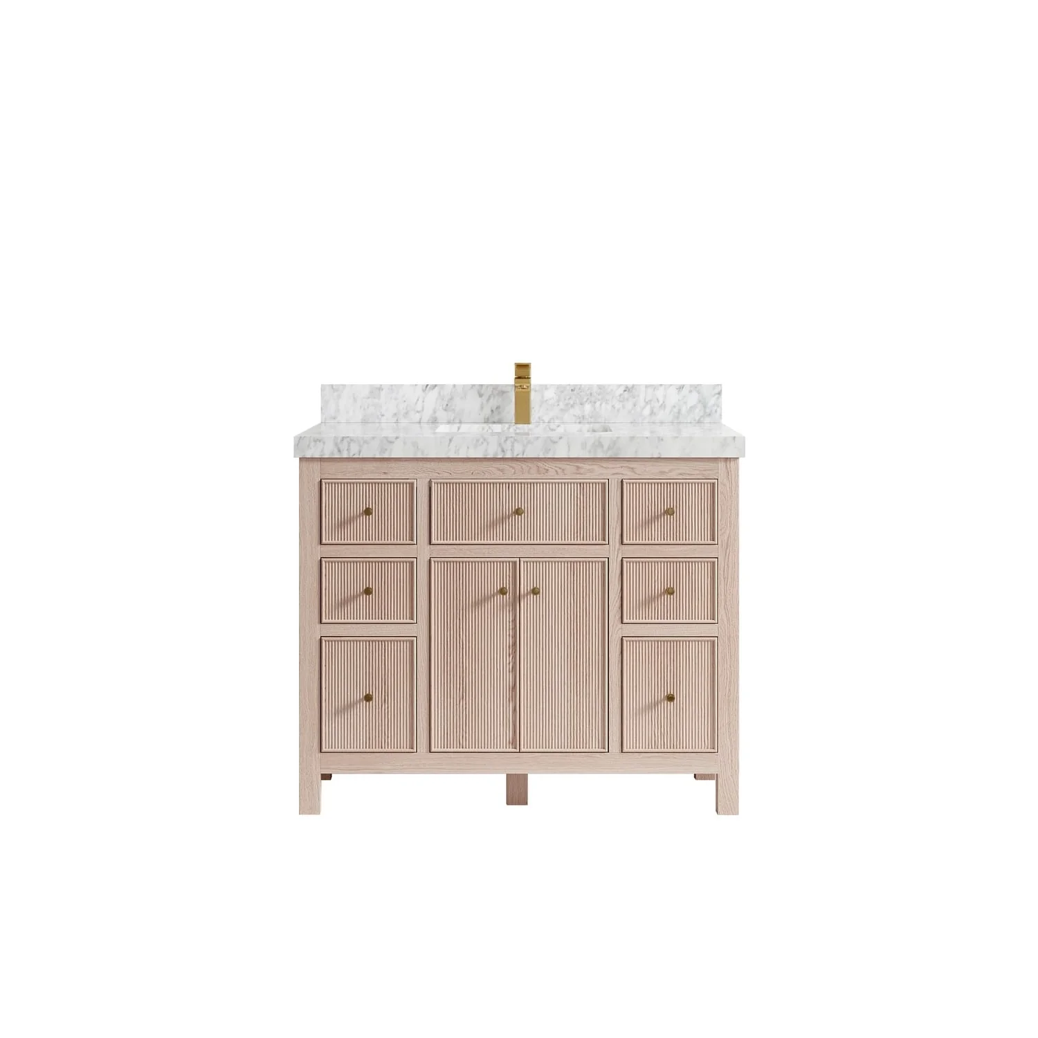 Willow Collections 42 x 22 Sonoma White Oak Wood Single Sink Bathroom Vanity with Quartz or Marble Countertop