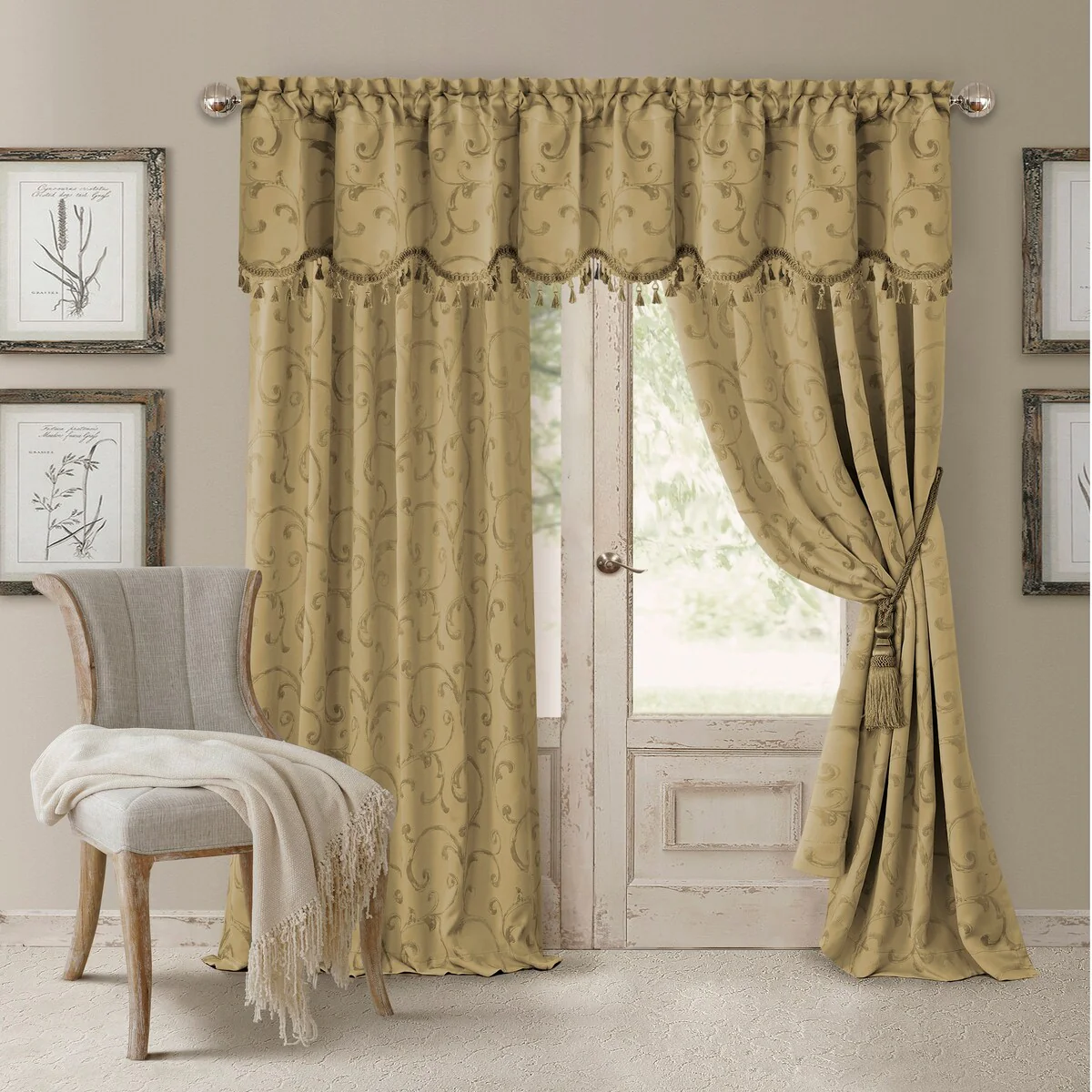 Elrene Mia Jacquard Blackout Scallop Window Valance - 52