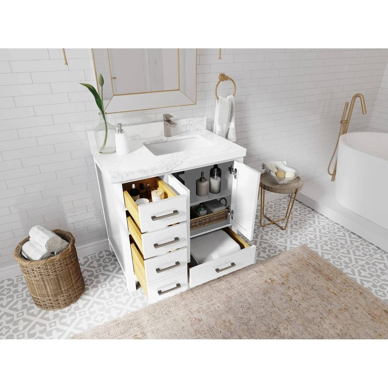 Willow Collections 36 in. W x 22 in. D Malibu Right Offset Sink Bathroom Vanity with Countertop