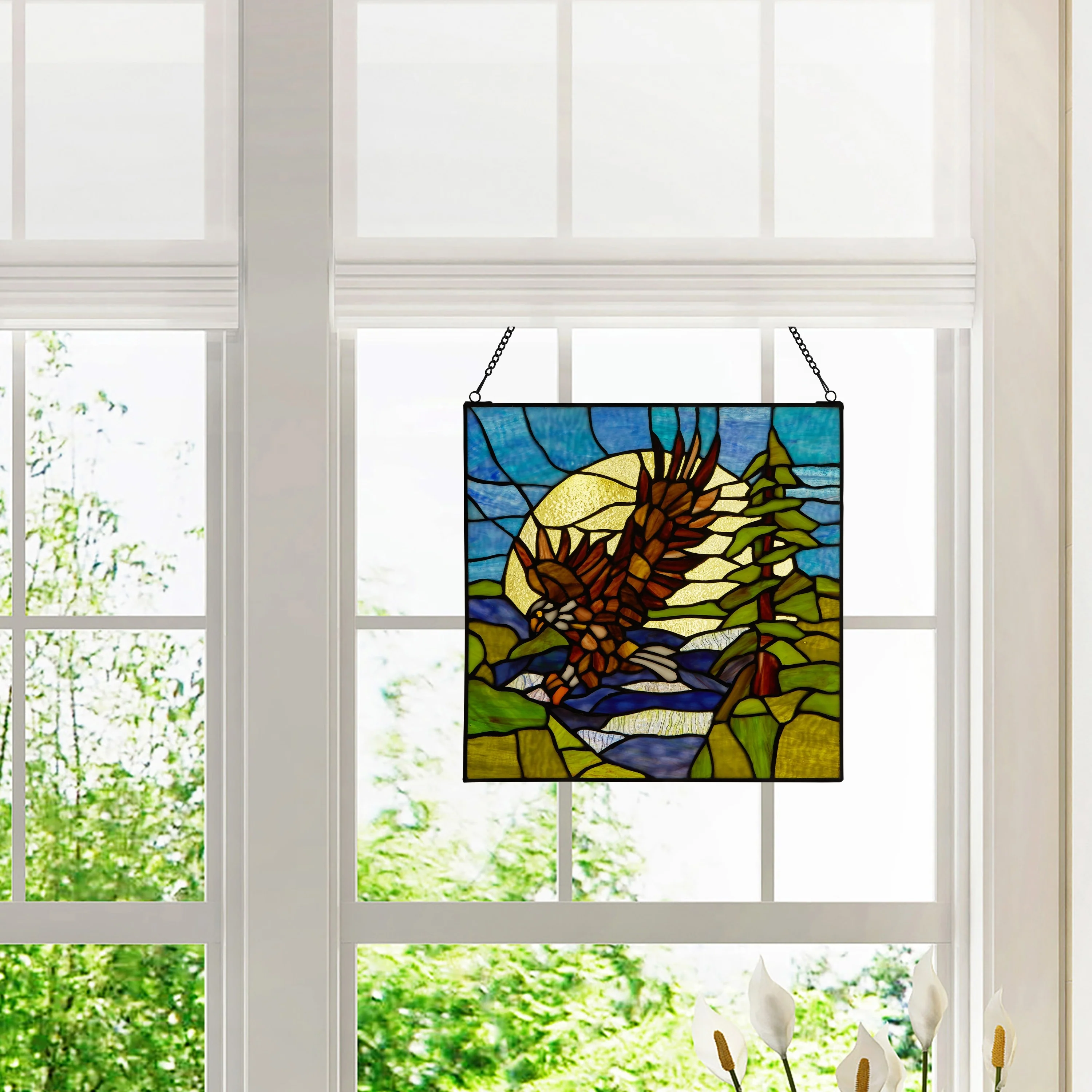 River of Goods Bald Eagle in Flight River of Goods Stained Glass Window Panel - 14