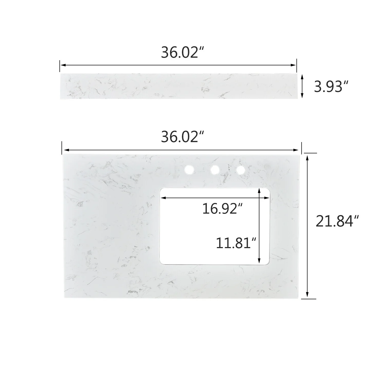 PROOX Bath Cultured Marble Vanity Top Undermount Rectangle Sink Backsplash Included
