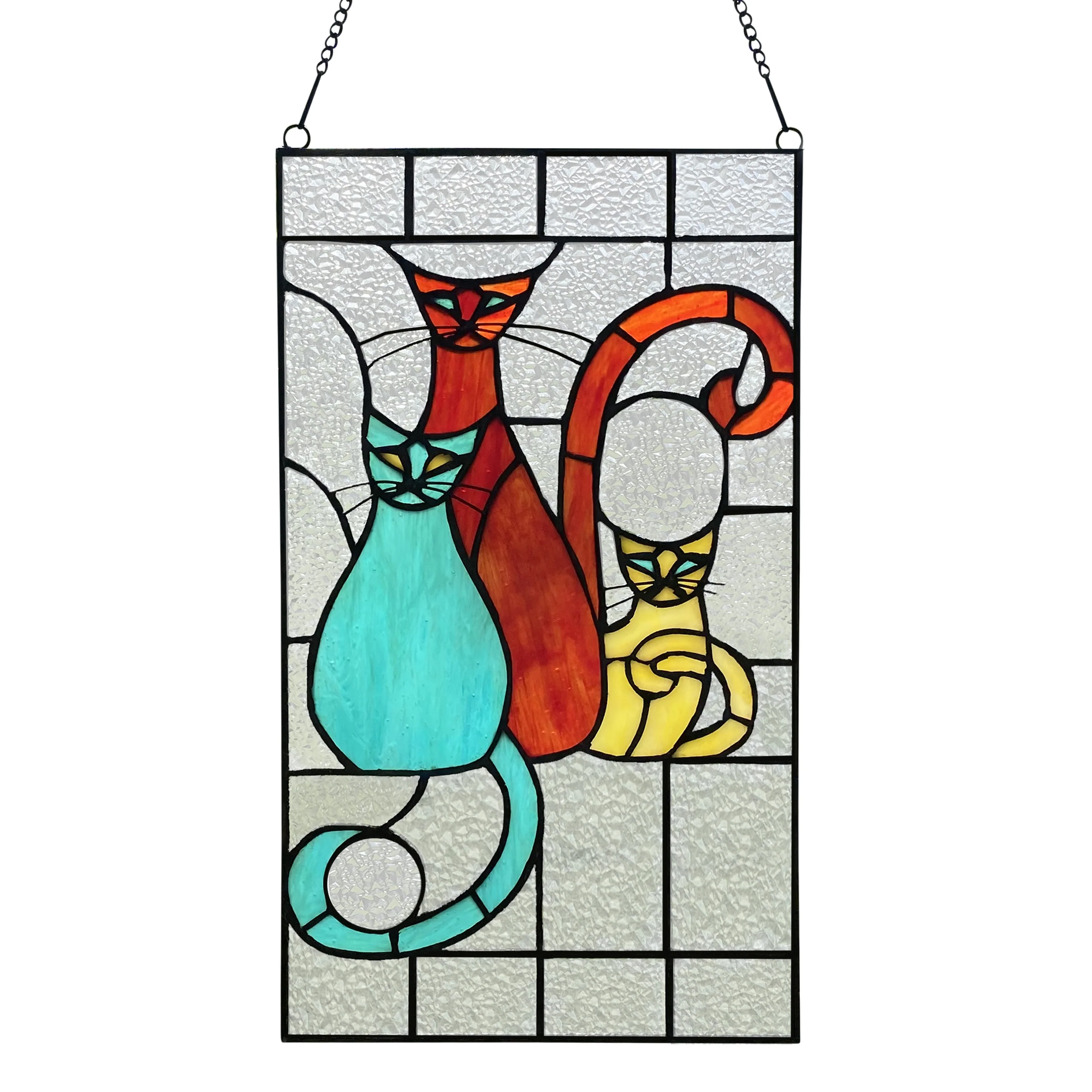 River of Goods River of Goods 14-Inch Coy Cats Trio Stained Glass Window Panel - 8
