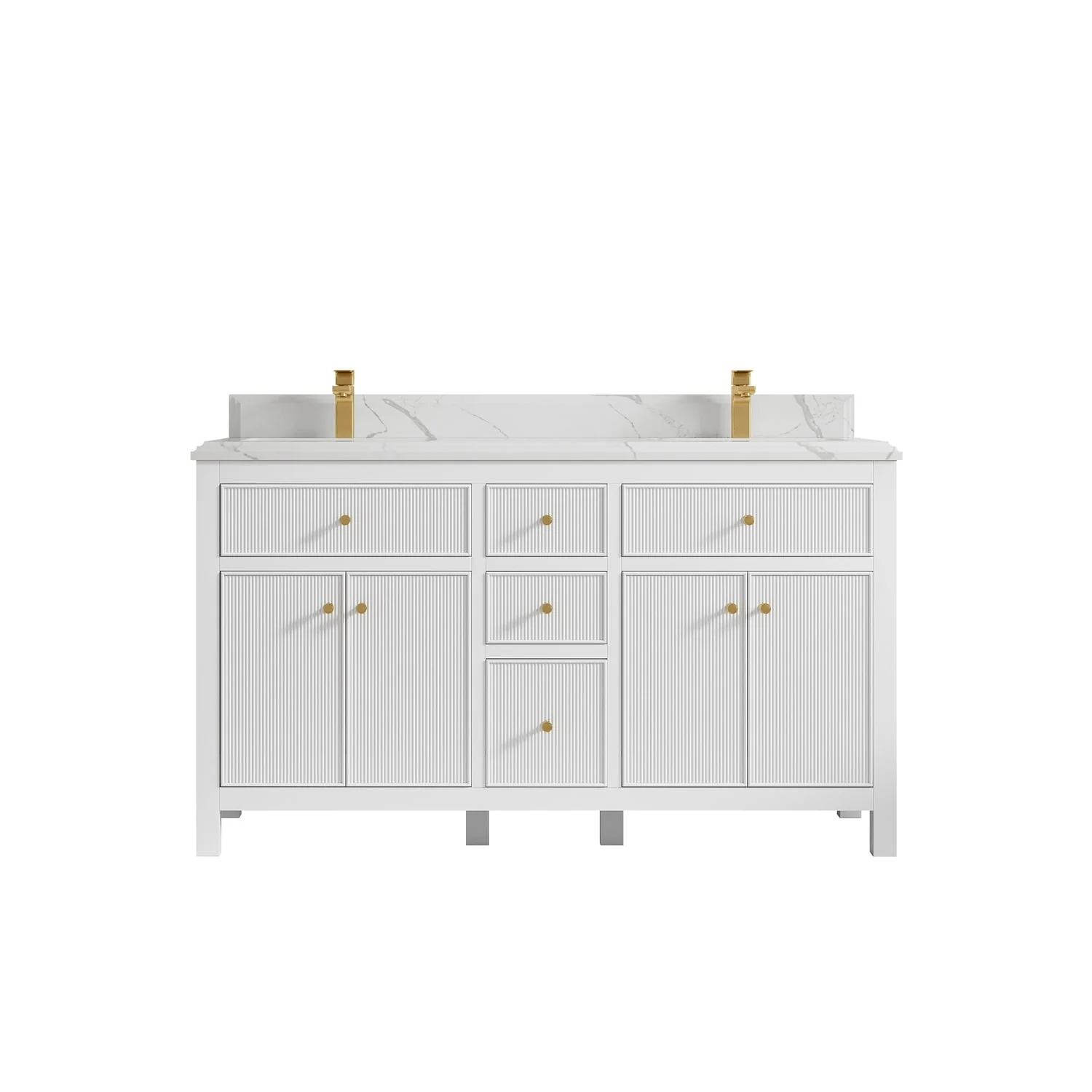 Willow Collections 60 in. W x 22 in D. Sonoma Free Standing Reeded Double Sink Bathroom Vanity with Countertop