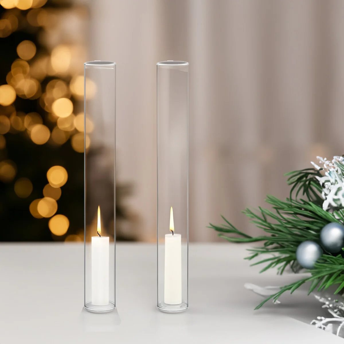 Clear Glass Cylinder Hurricane Chimney Tube, Candle Cover - 1 Piece