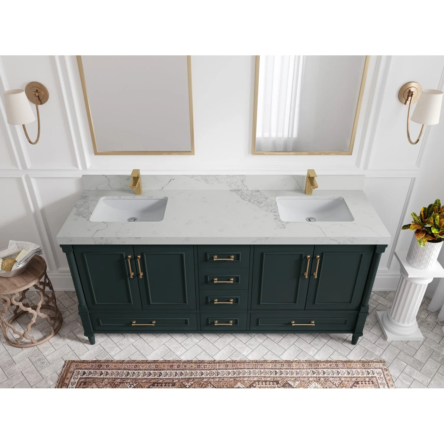 Willow Collections 72 in. W x 22 in. D Aberdeen Double Sink Bathroom Vanity with Countertops