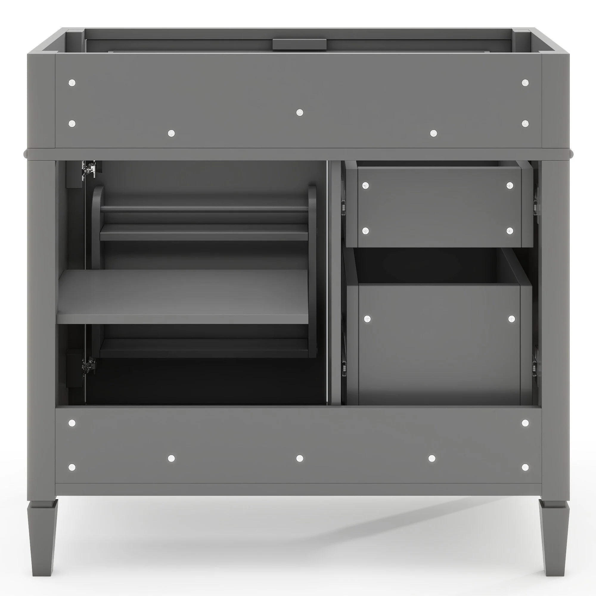 36'' Bathroom Vanity without Top Sink, Modern Bathroom Storage Cabinet with 2 Drawers and a Tip-out Drawer, Solid Wood Frame