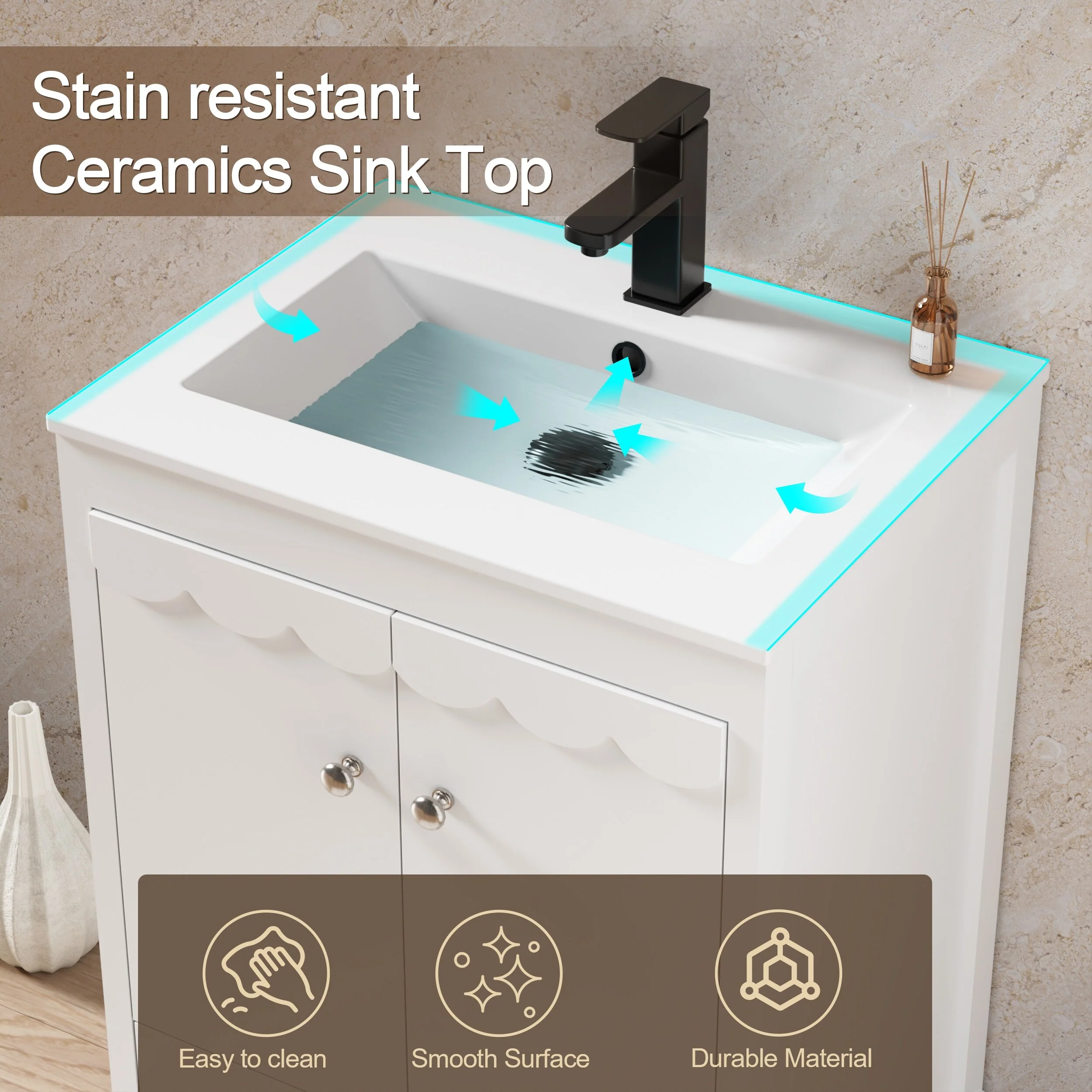Lace Trim Freestanding Bathroom Vanity Set - Perfect for Bathrooms