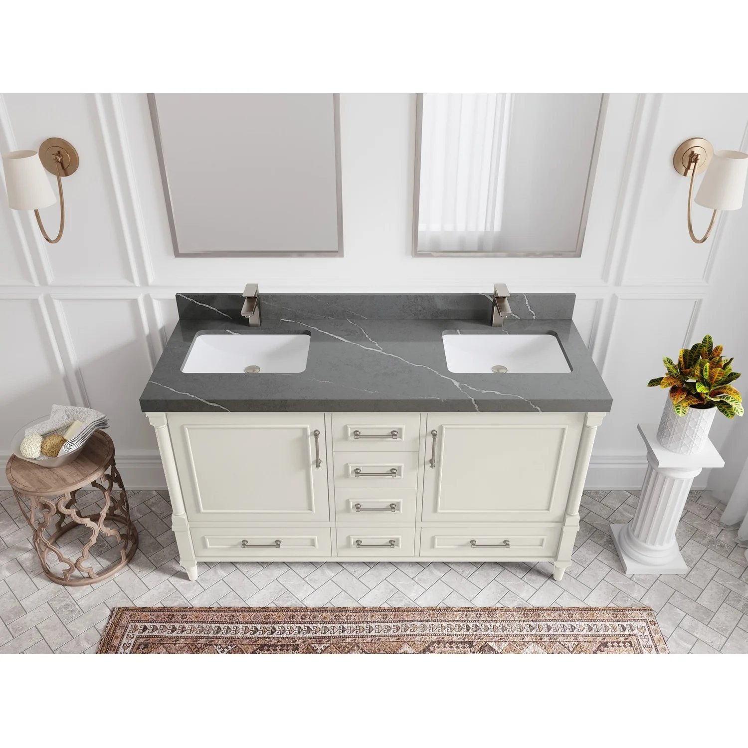 Willow Collections 60 in. W x 22 in. D Aberdeen Double Sink Bathroom Vanity with Countertop