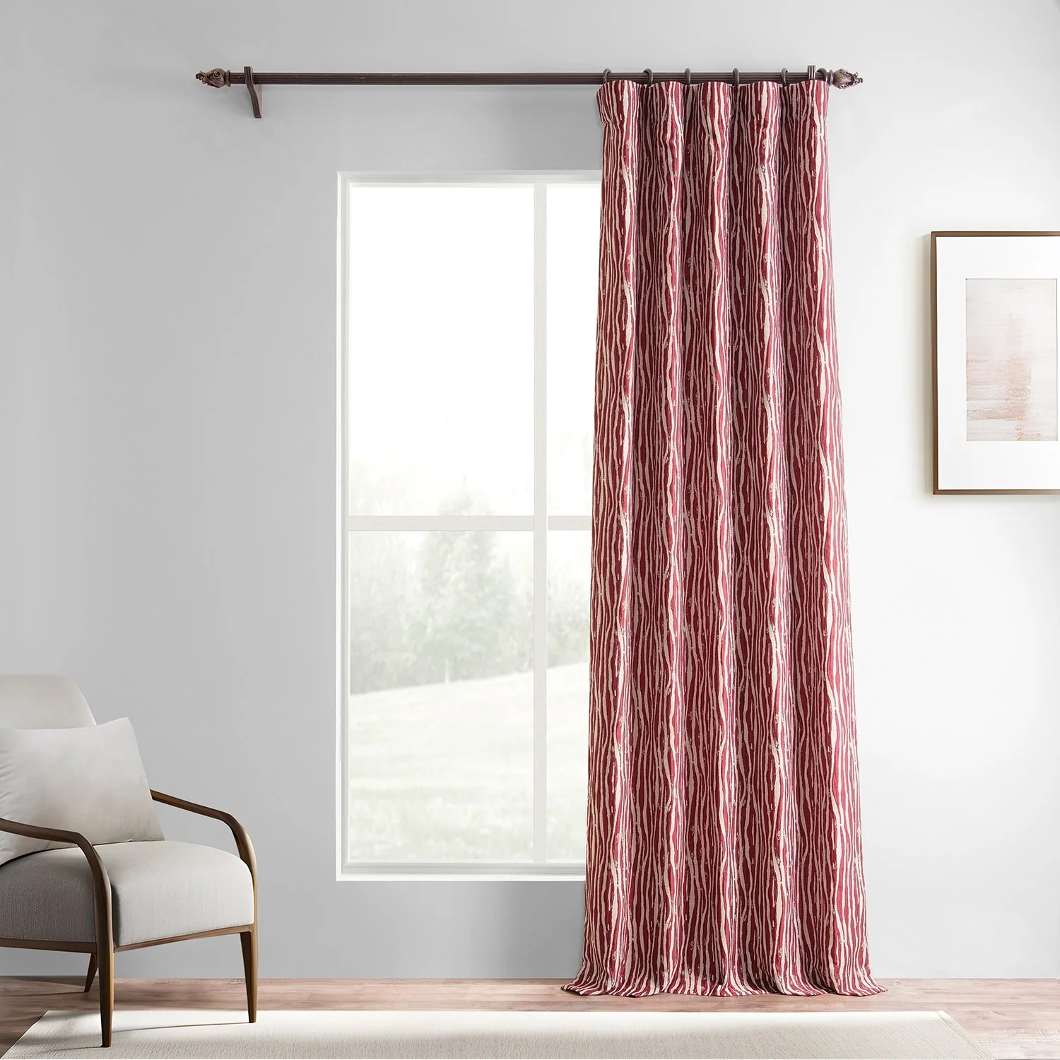 Exclusive Fabrics Jacquard Faux Silk Curtains - 1 Panel Room Darkening Curtain