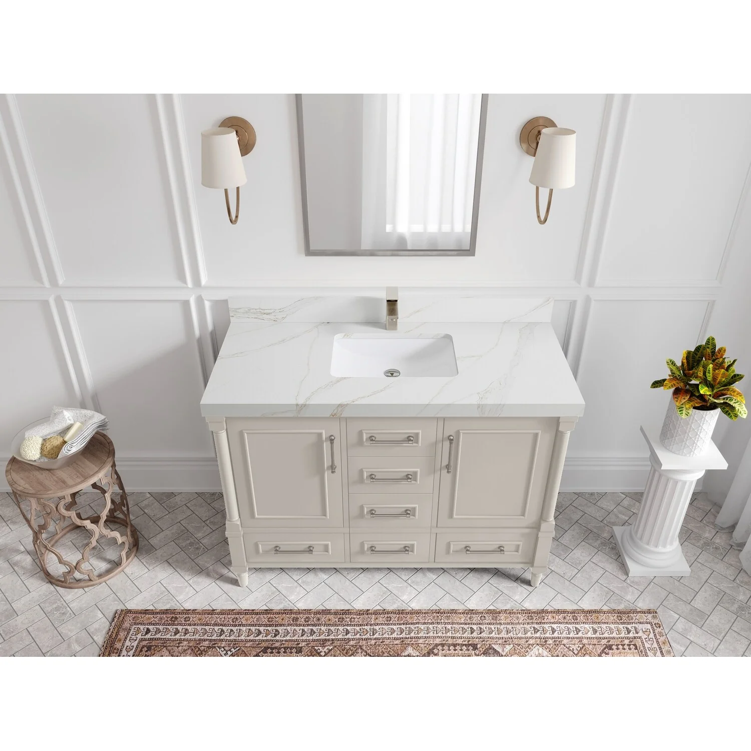 Willow Collections 48 in. W x 22 in. D Aberdeen Single Bowl Sink Bathroom Vanity with Countertop