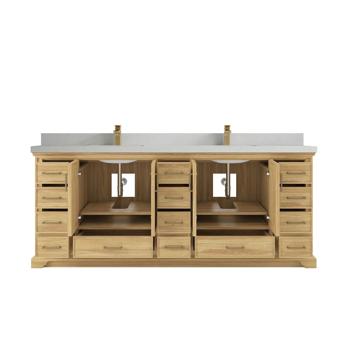 Willow Collections 84 in. W x 22 in. D Charlotte Teak Double Sink Bathroom Solid Teak Vanity with Countertop