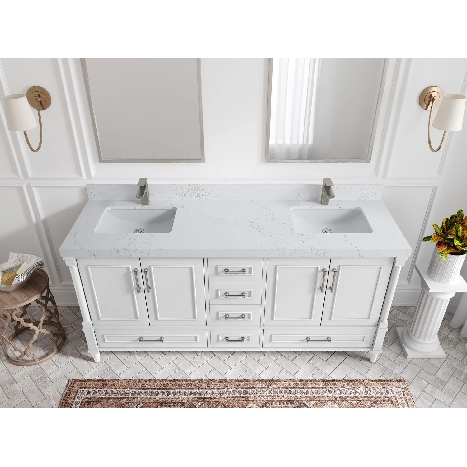 Willow Collections 72 in. W x 22 in. D Aberdeen Double Sink Bathroom Vanity with Countertops