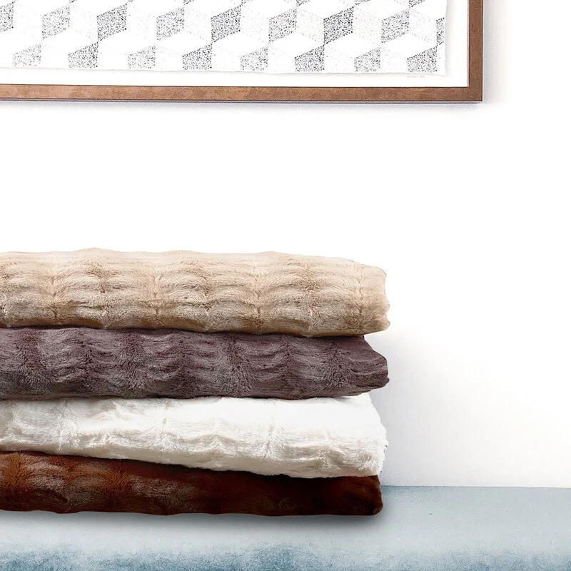 Swift Home Soft Embossed Imitation Faux Fur Throw Bedding Blanket Bedspread