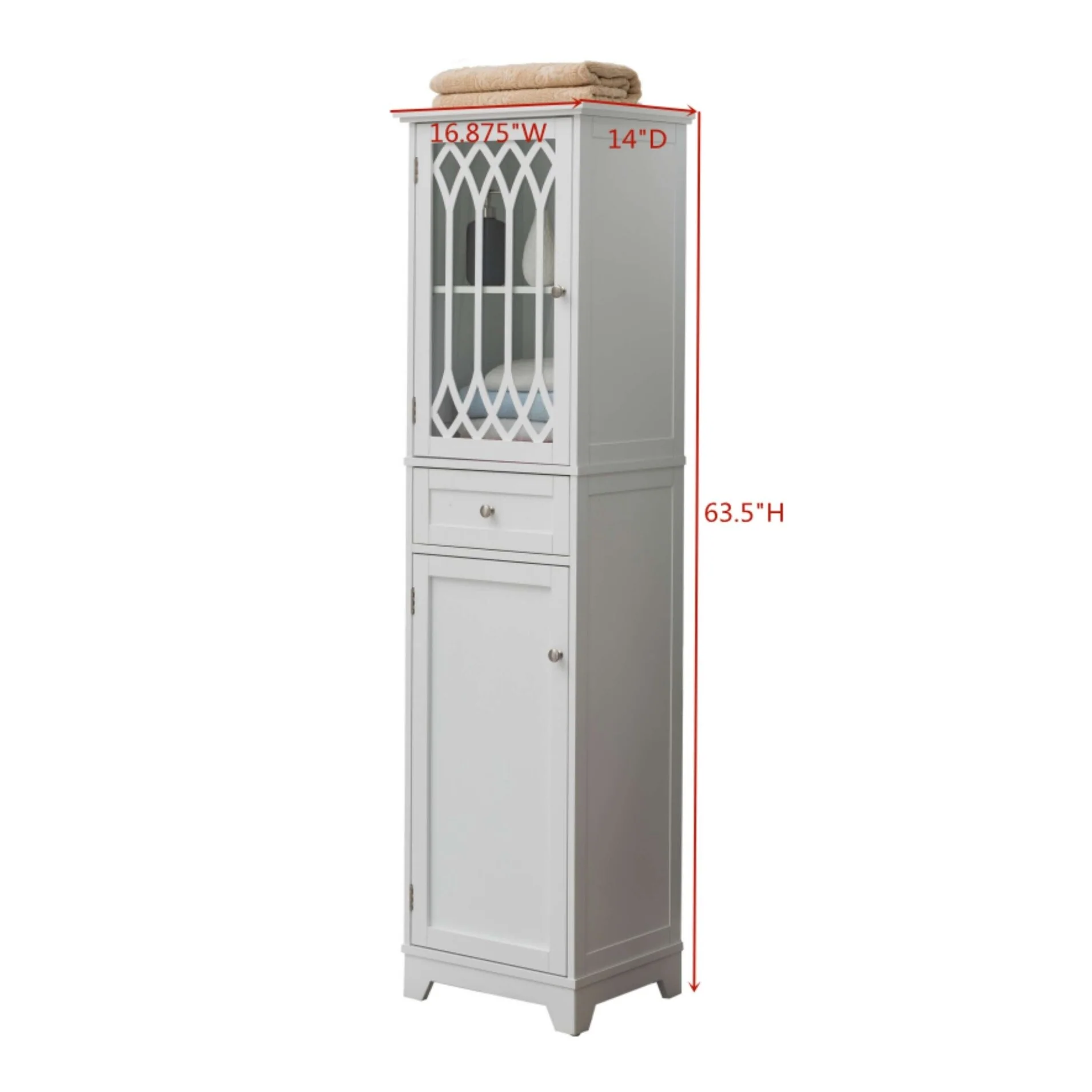 Tall Bathroom Storage Cabinet - Linen Tower, White