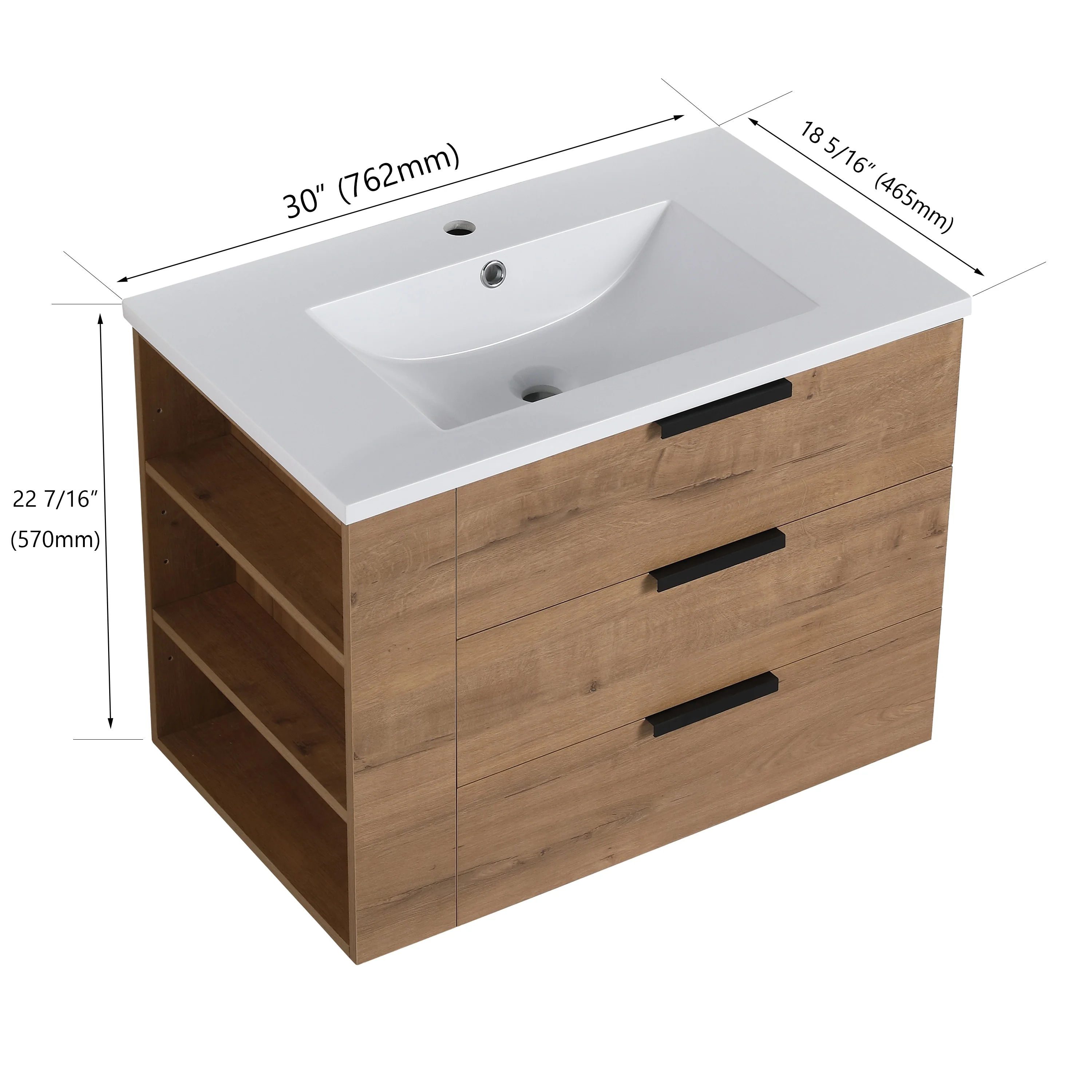 Beingnext 30''/36'' Single Sink Floating Bathroom Vanity with Soft Close Drawer and Adjustable Shelf