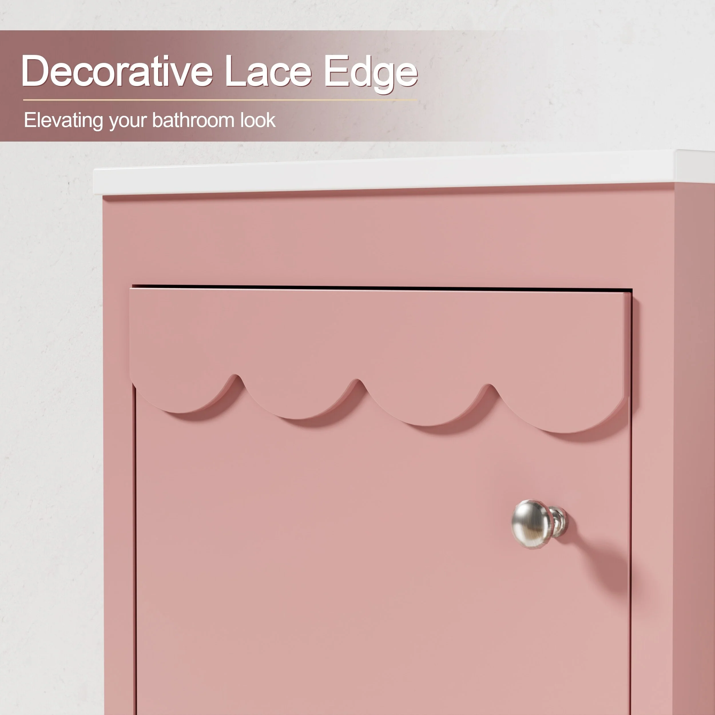 Lace Trim Freestanding Bathroom Vanity Set - Perfect for Bathrooms