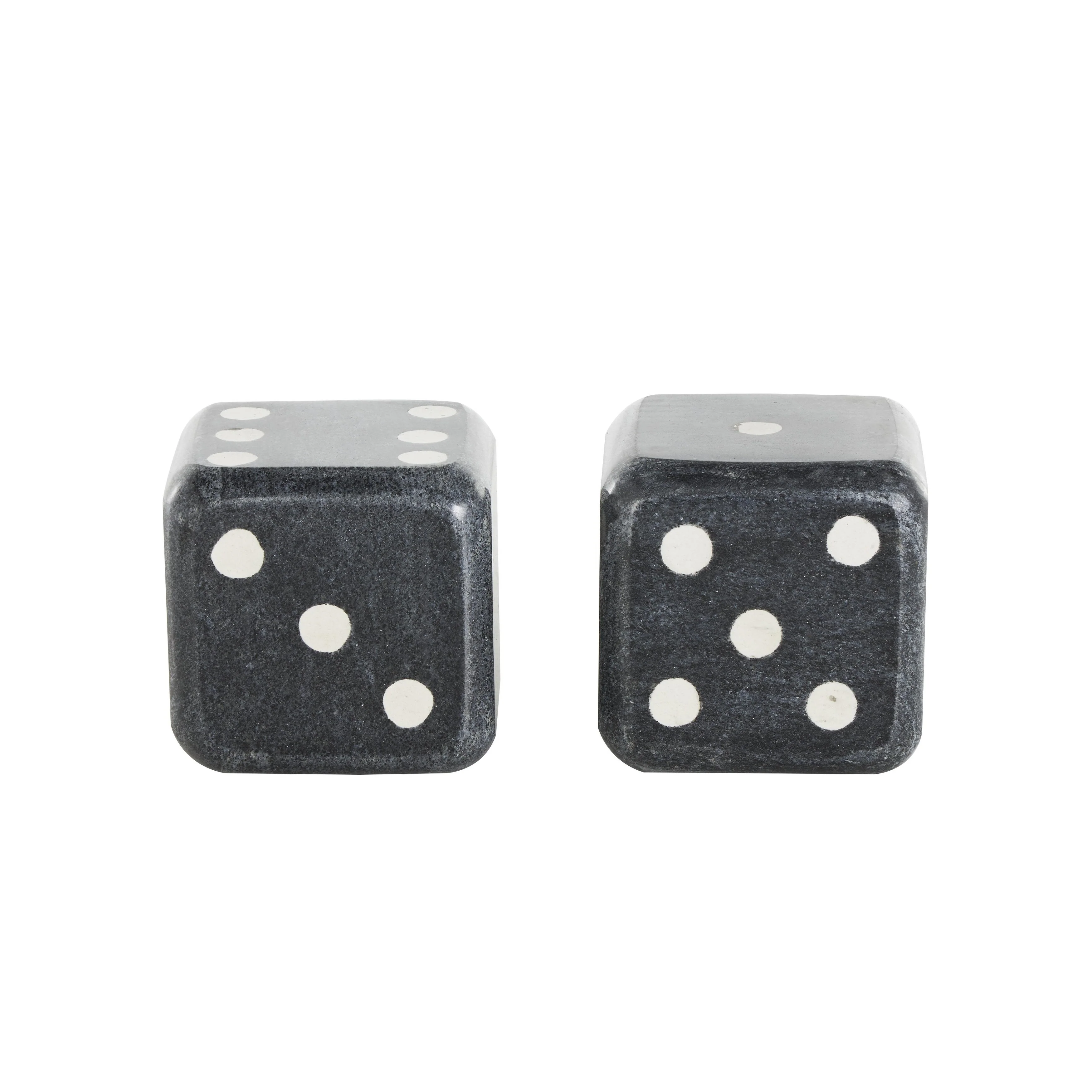 Marble Dice Decorative Bookends - Set of 2 Black, White or Green - Roche River Decor