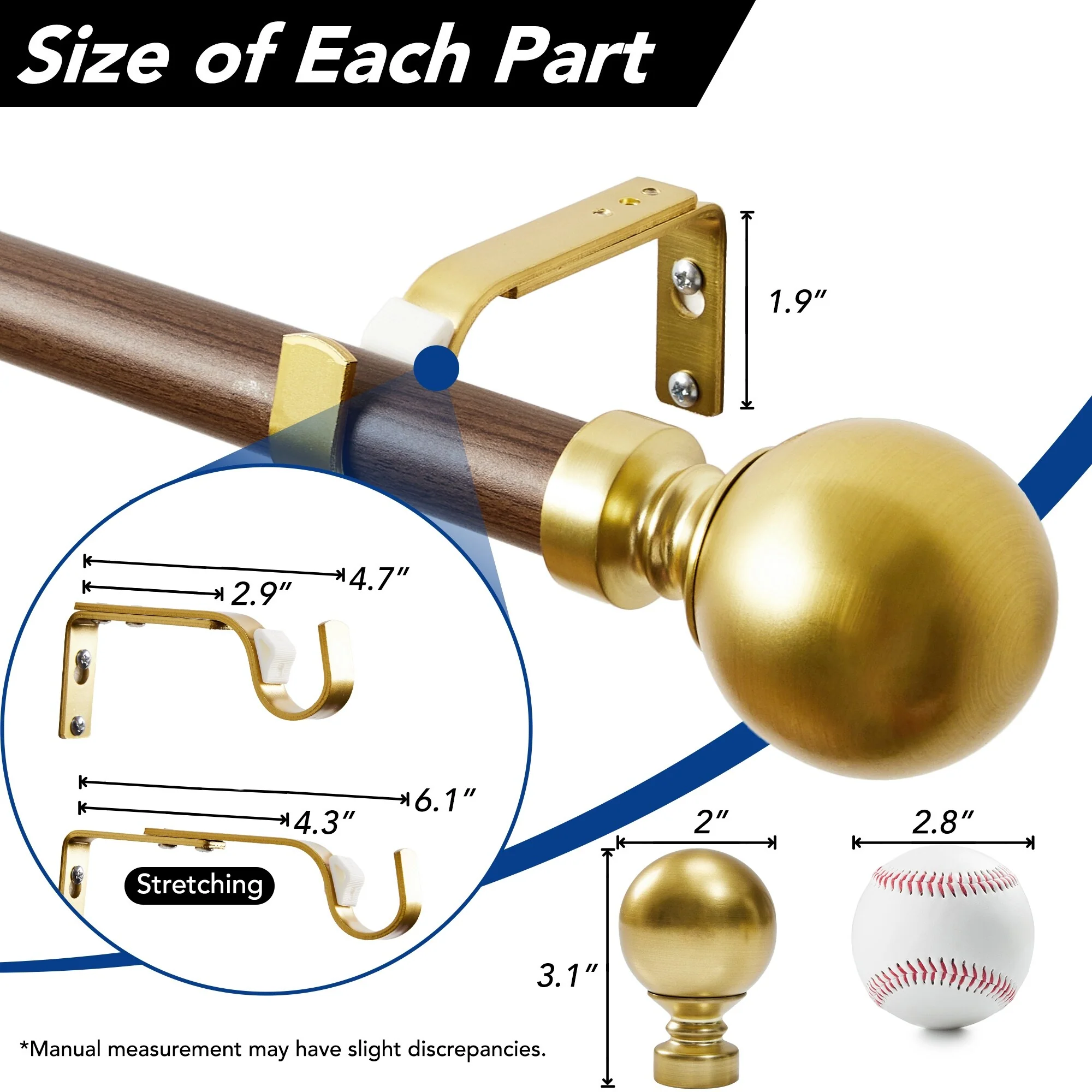 Deconovo 1 Inch Window Curtain Rod
