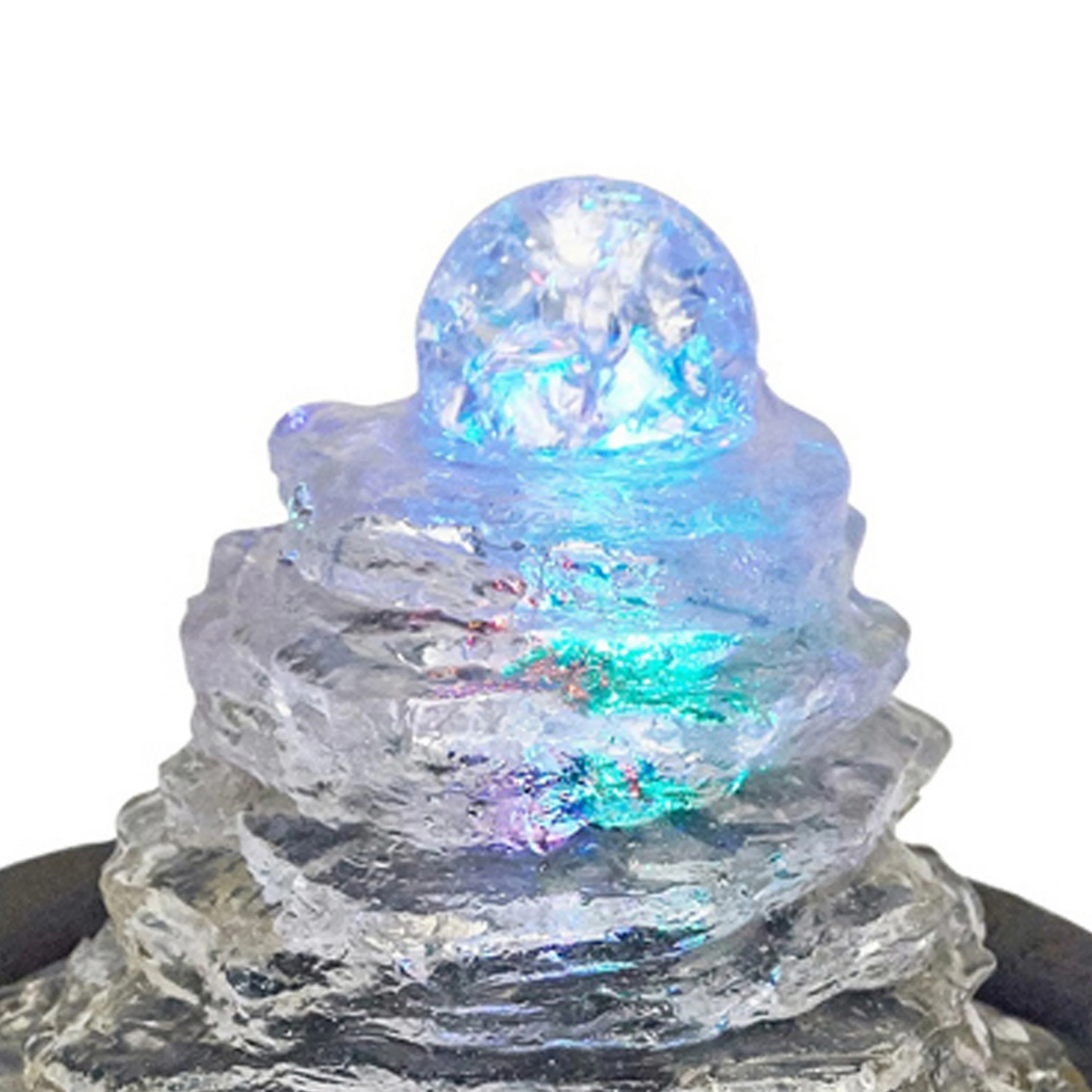 Sumi 9 Inch Ice Tabletop Water Fountain, Rock Climb Glass Ball, Multicolor
