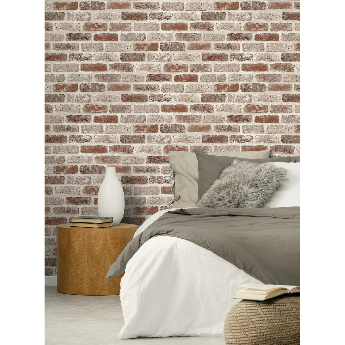 NextWall Washed Brick Peel and Stick Removable Wallpaper