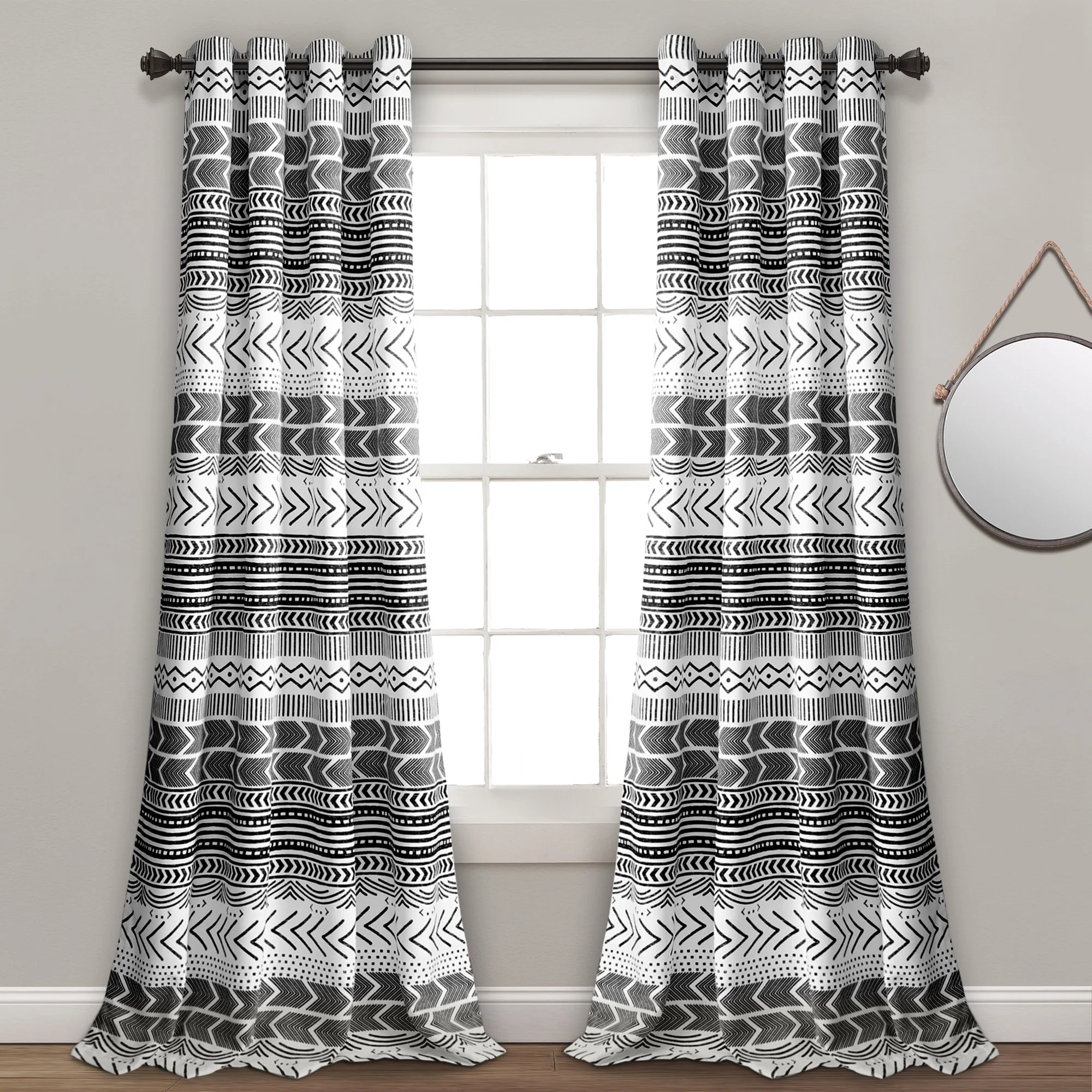 Lush Decor Hygge Geo Room Darkening Window Curtain Panel Pair