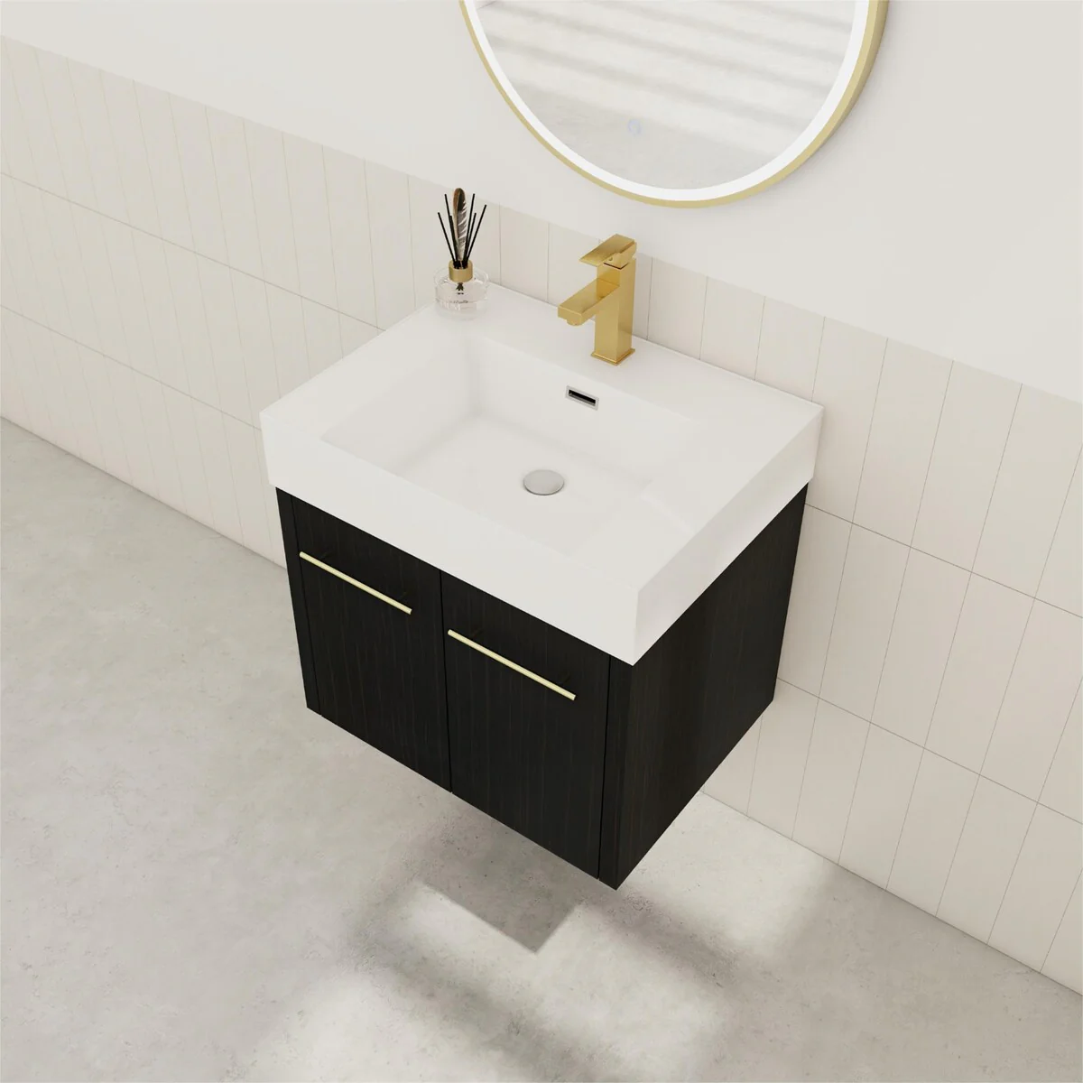 Bathroom Vanity With Sink In 24/30/36 Inch, Floating Bathroom Vanity with Soft Close Door